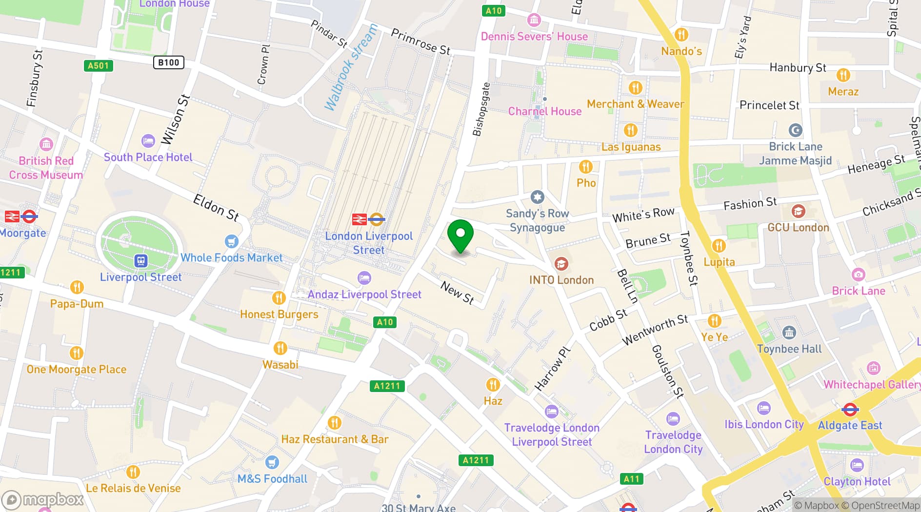 Map showing East London Therapy Rooms