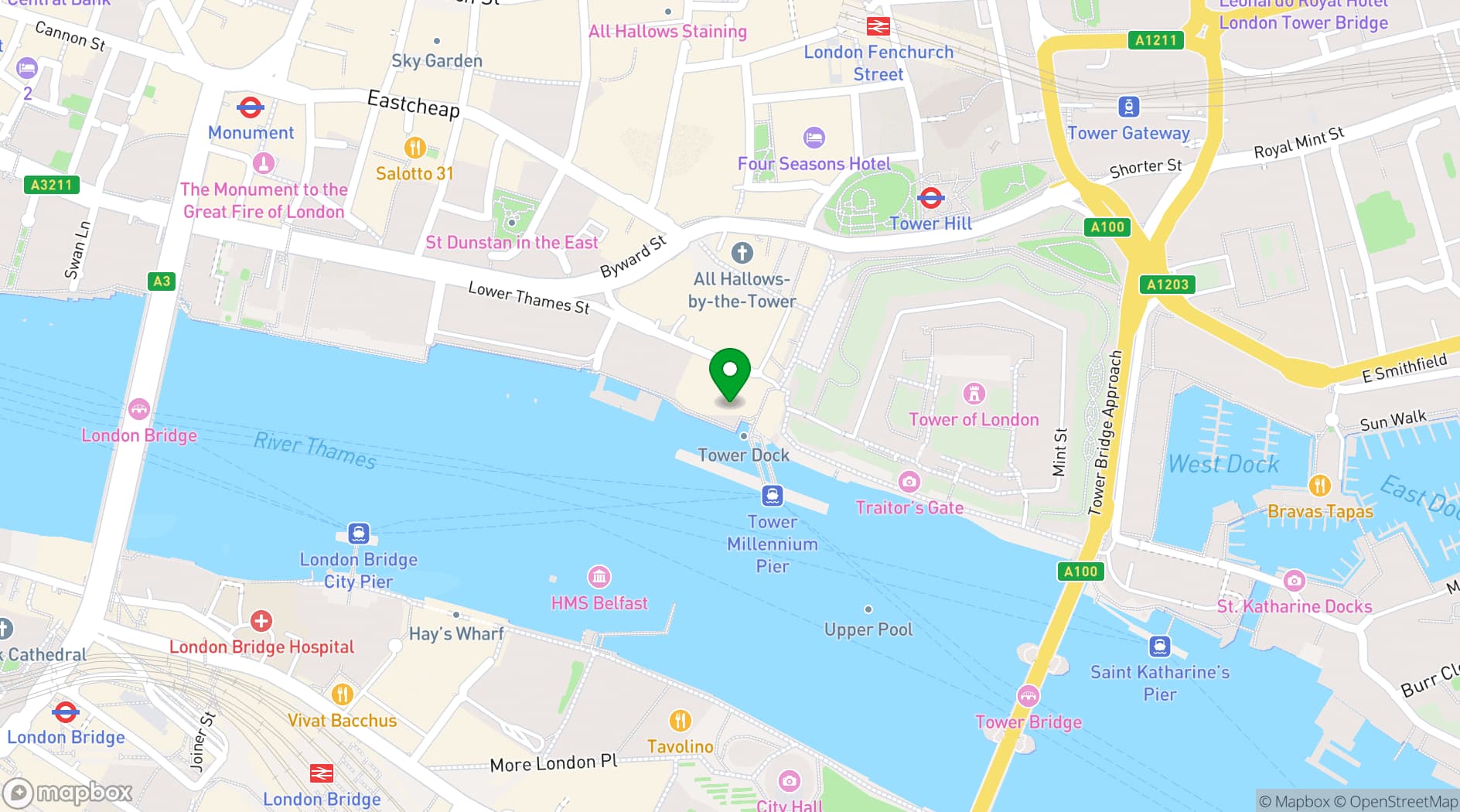 Map showing Coppa Club Tower Bridge