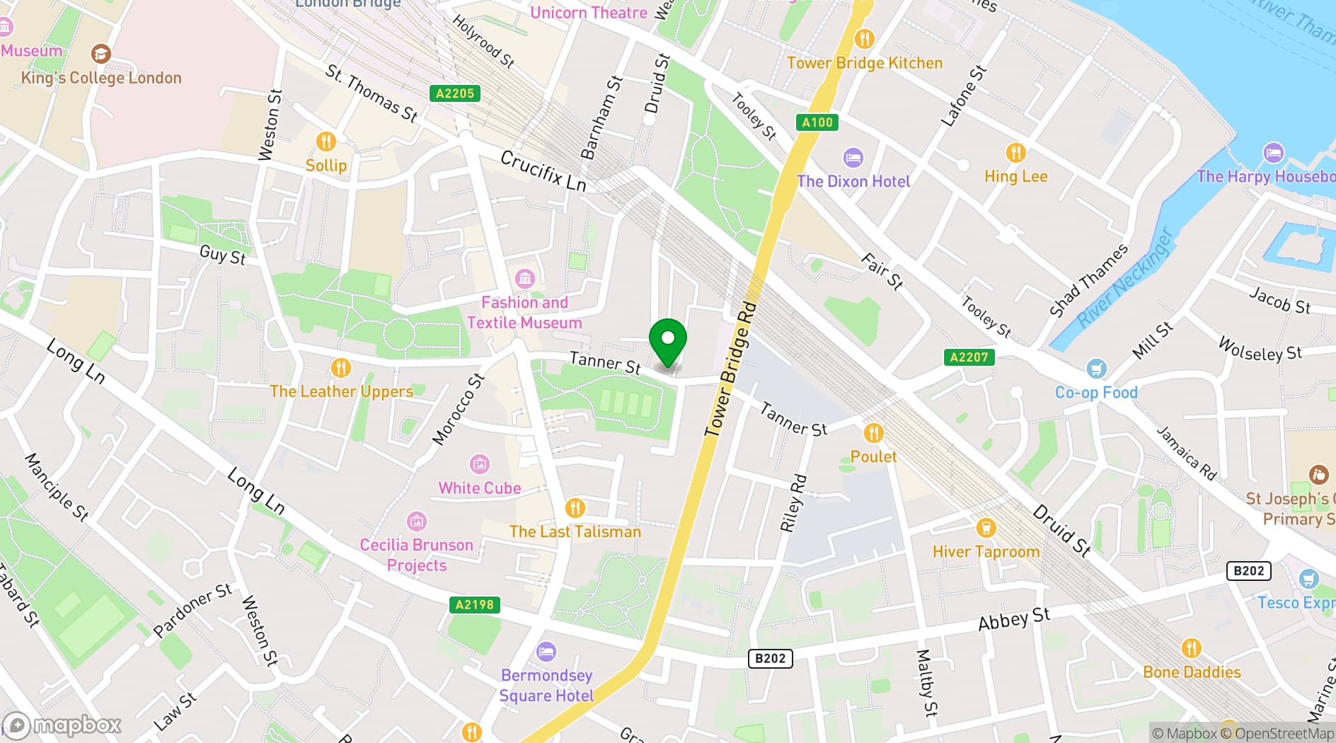 Map showing GO Bermondsey