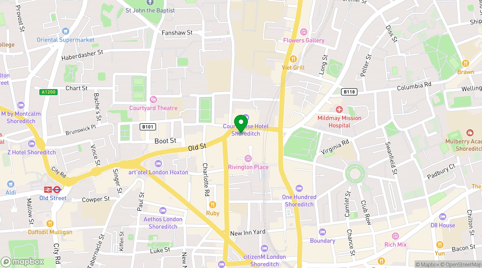 Map showing Shoreditch Town Hall