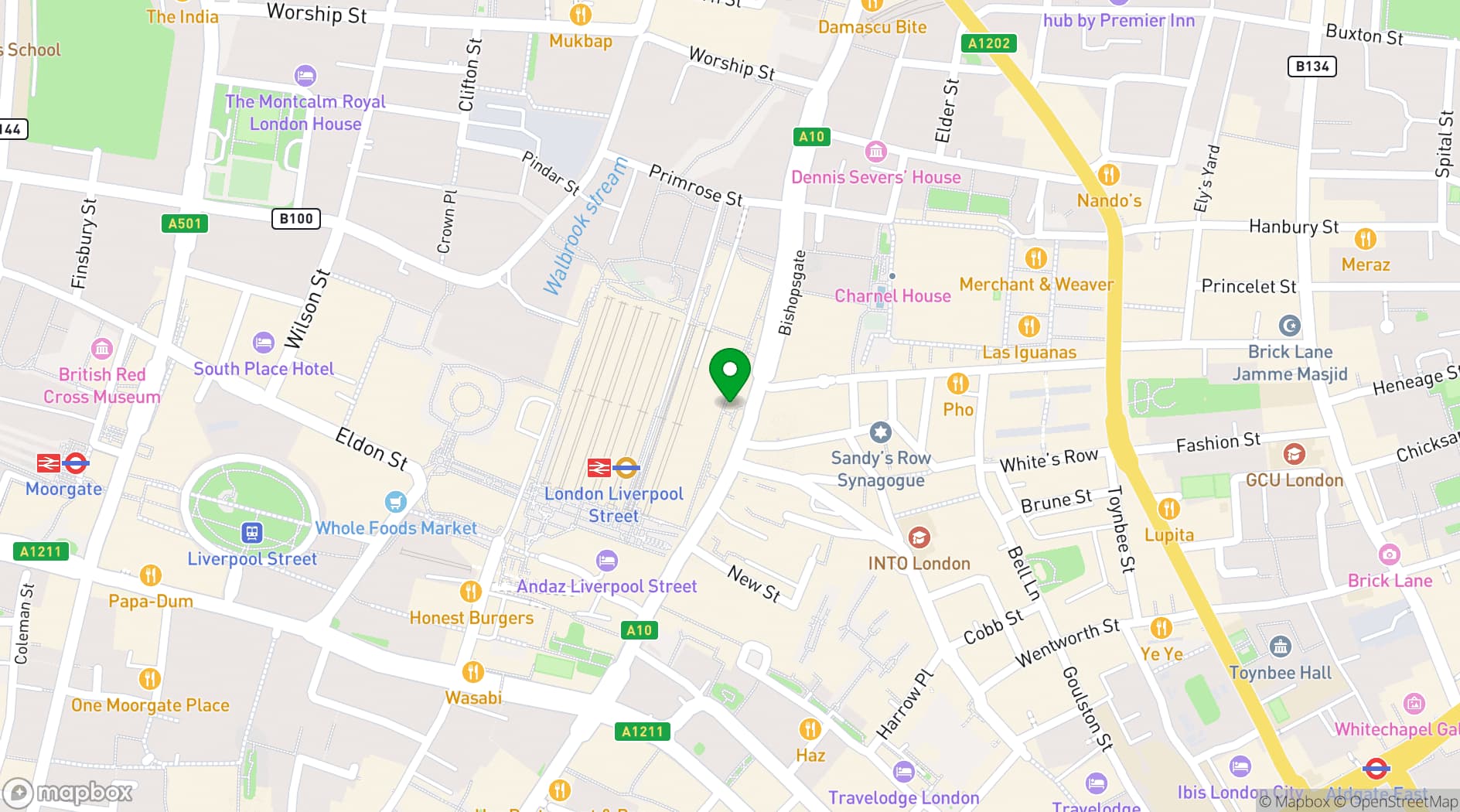Map showing Convene 155 Bishopsgate