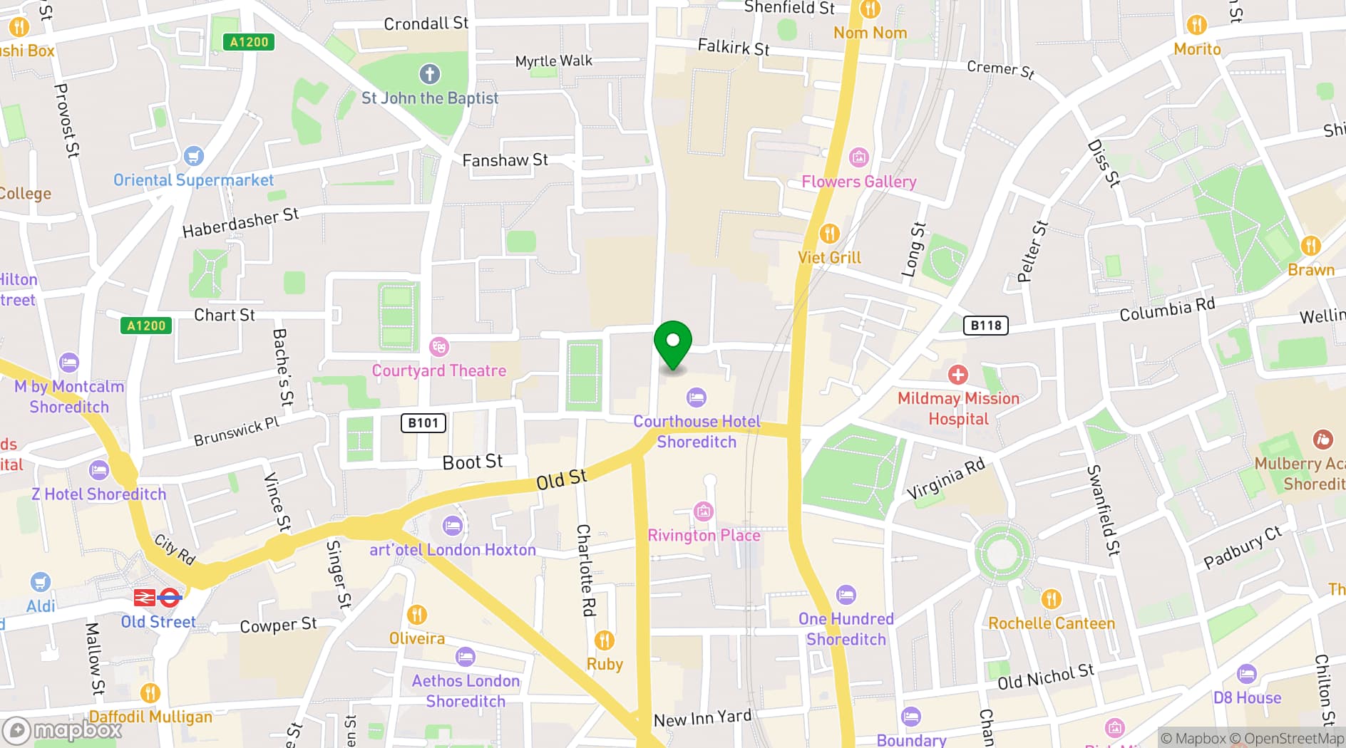 Map showing Hoxton Basement