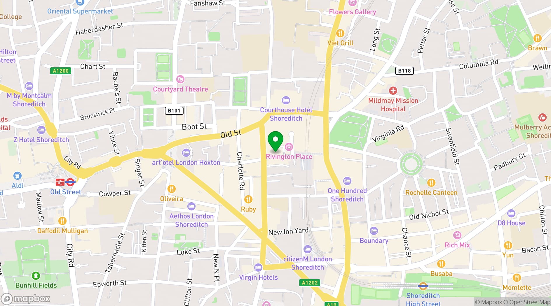 Map showing Callooh Callay Shoreditch