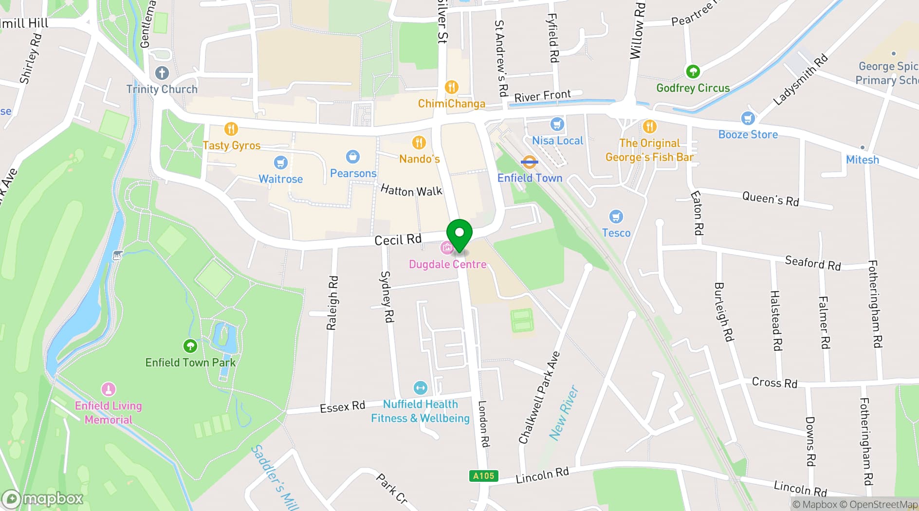 Map showing Dugdale Arts Centre
