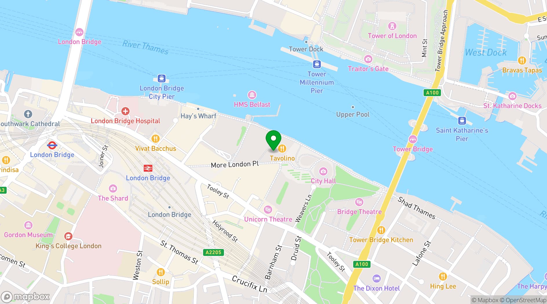 Map showing Tower Bridge (Gaucho)