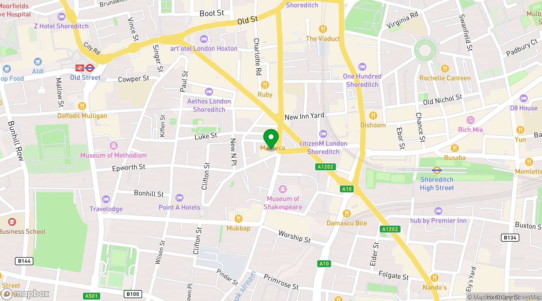 Map showing The Curtain Club