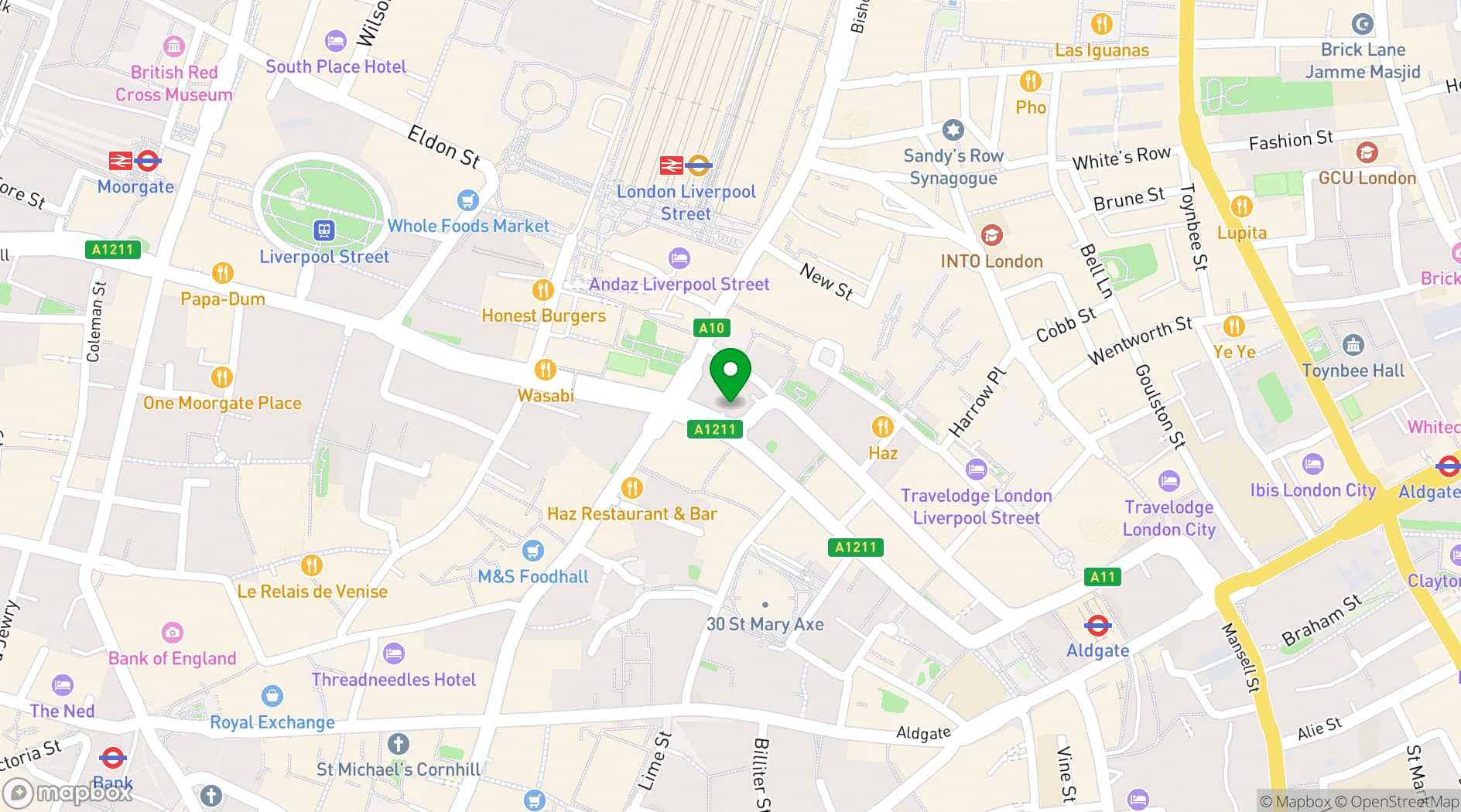 Map showing Duck & Waffle