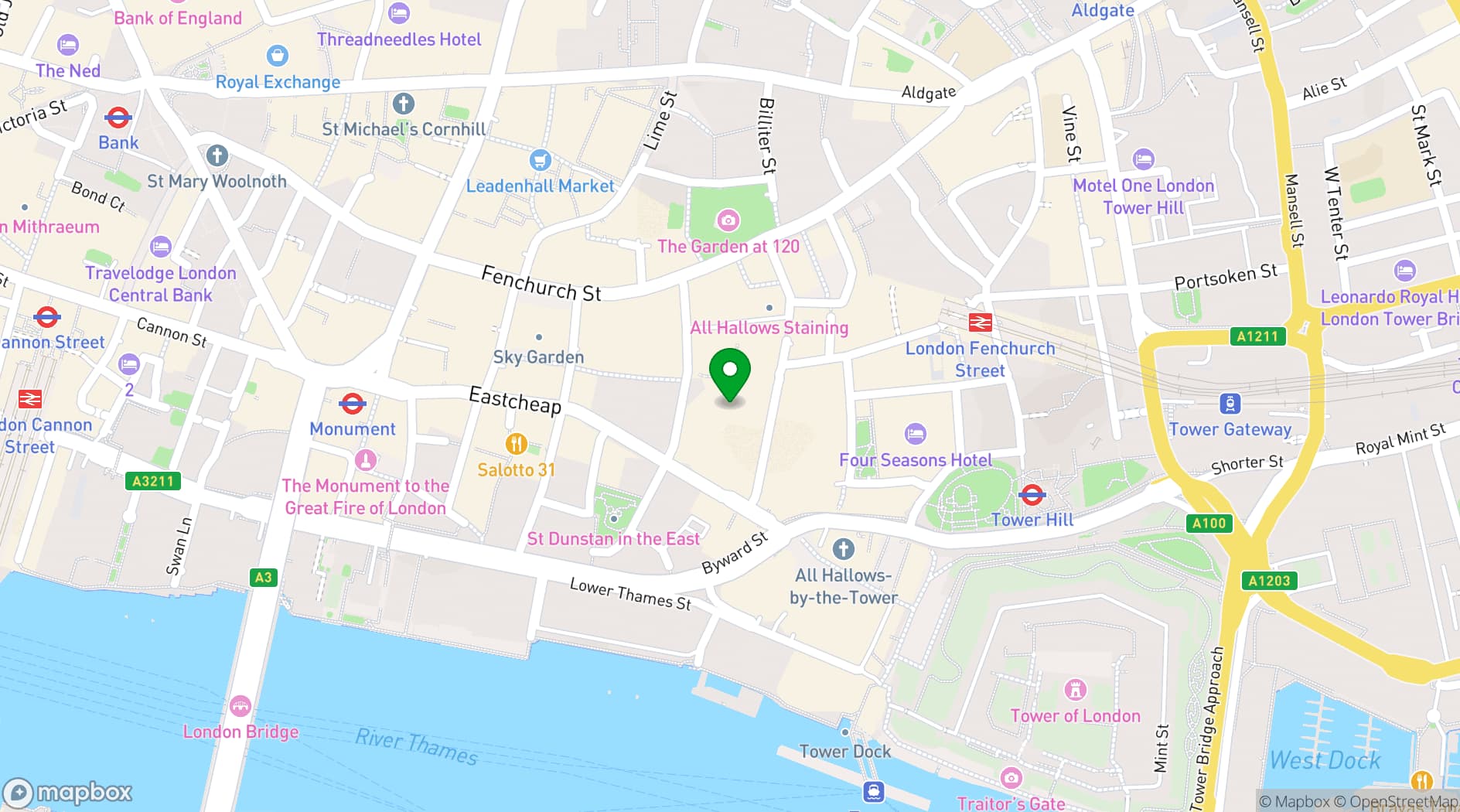 Map showing BrewDog Tower Hill 