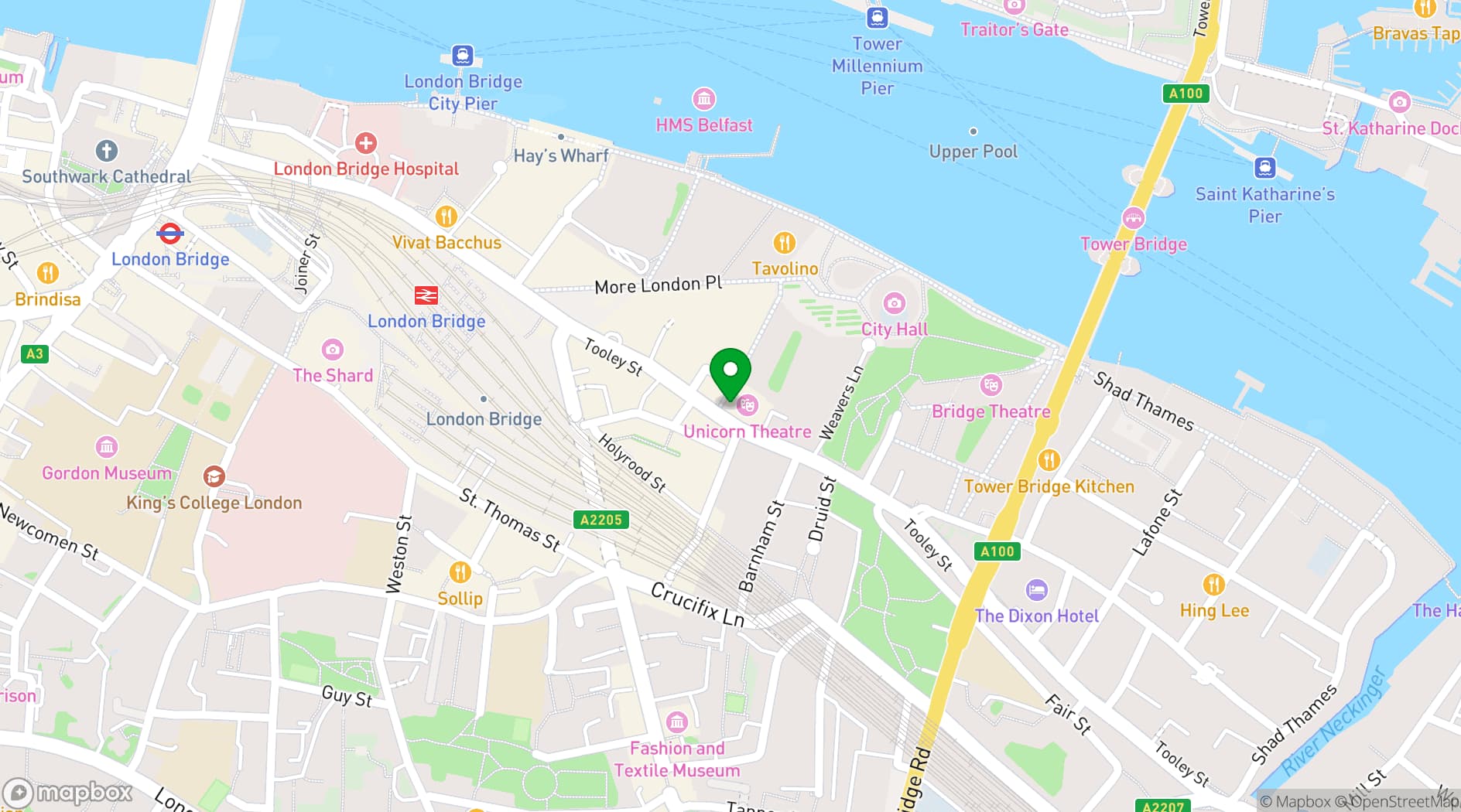 Map showing Unicorn Theatre