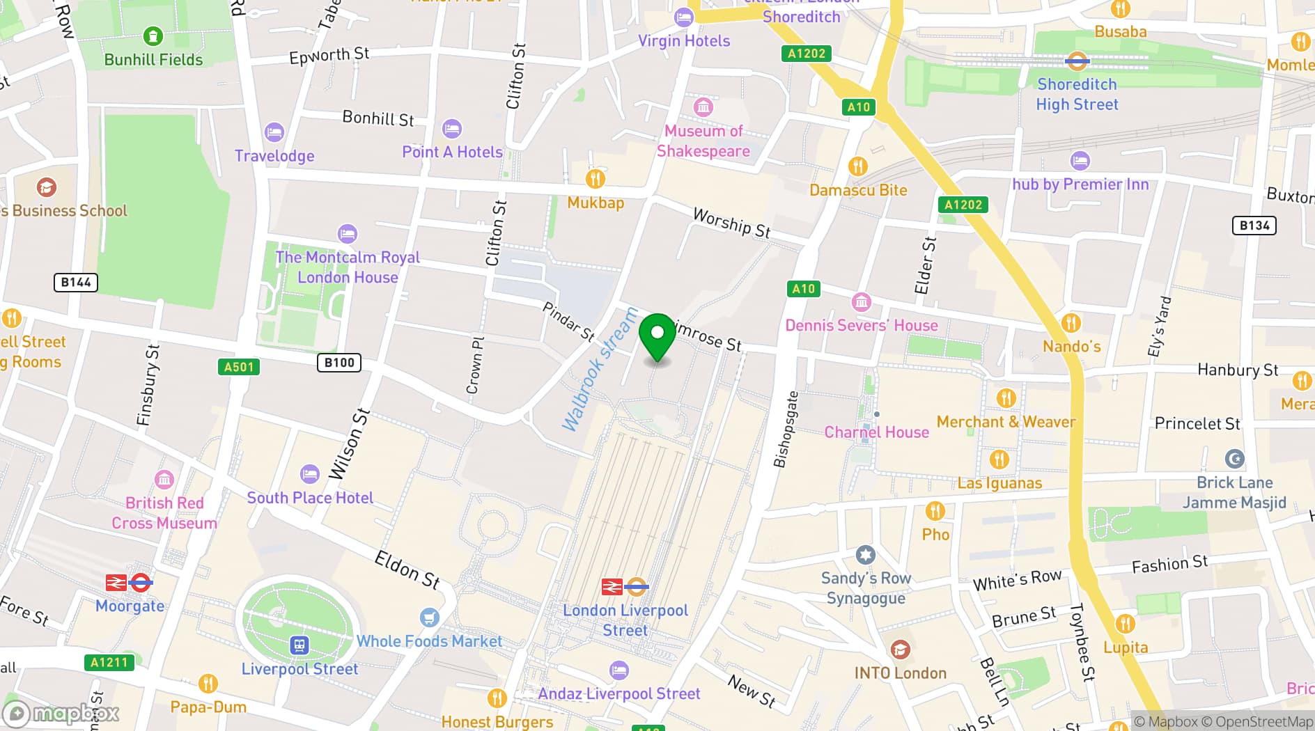 Map showing Broadgate Exchange