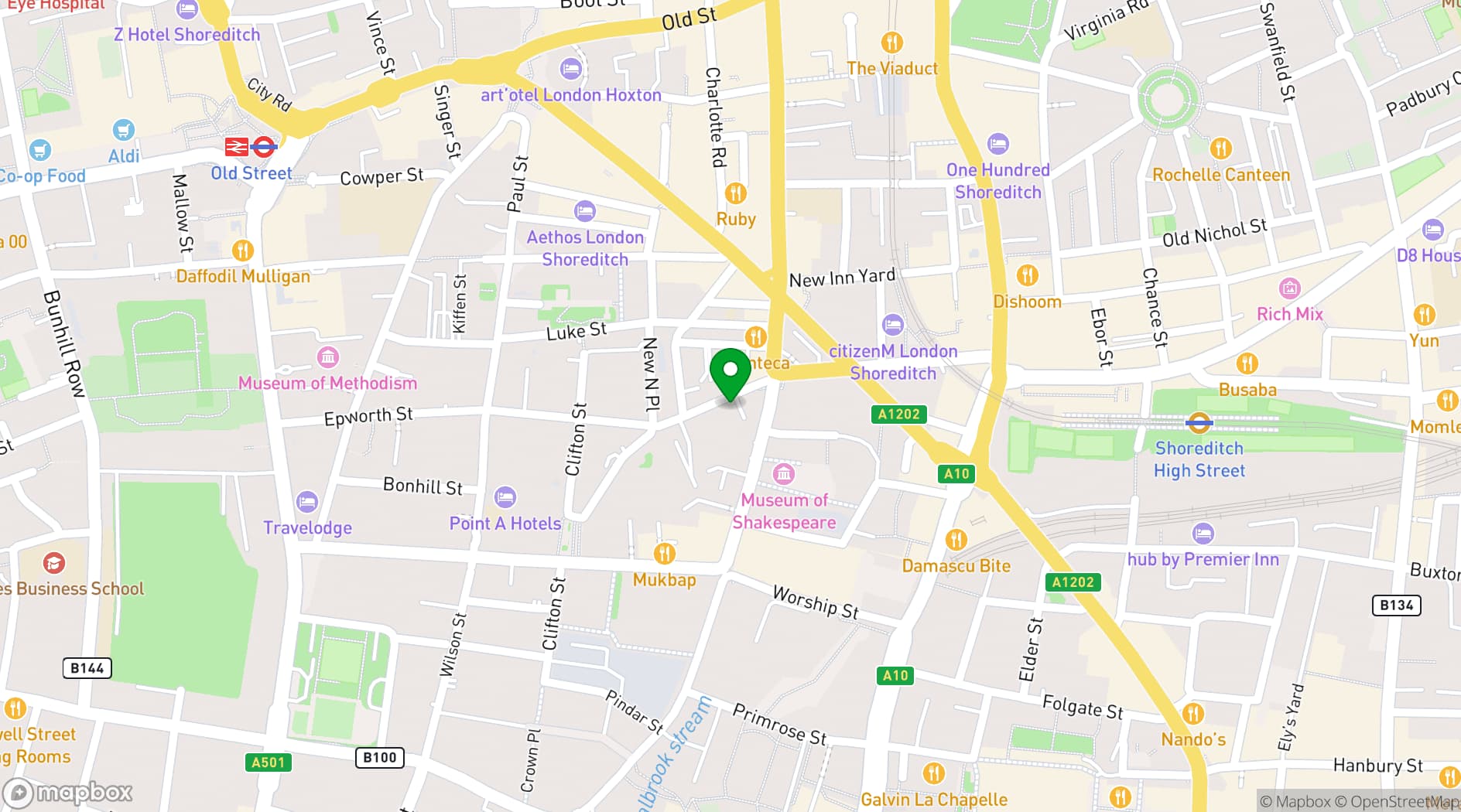 Map showing Yours London