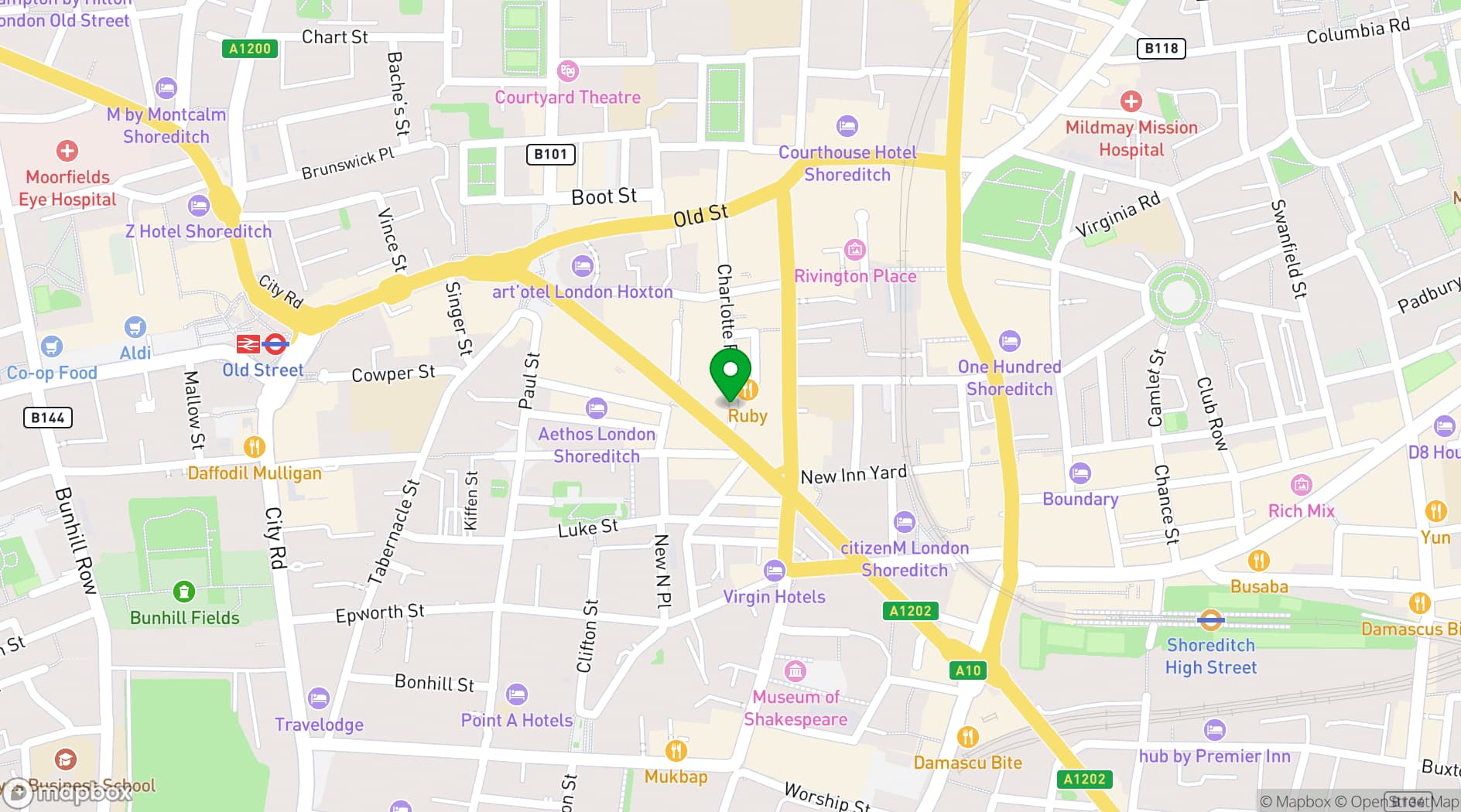 Map showing Shoreditch Treehouse