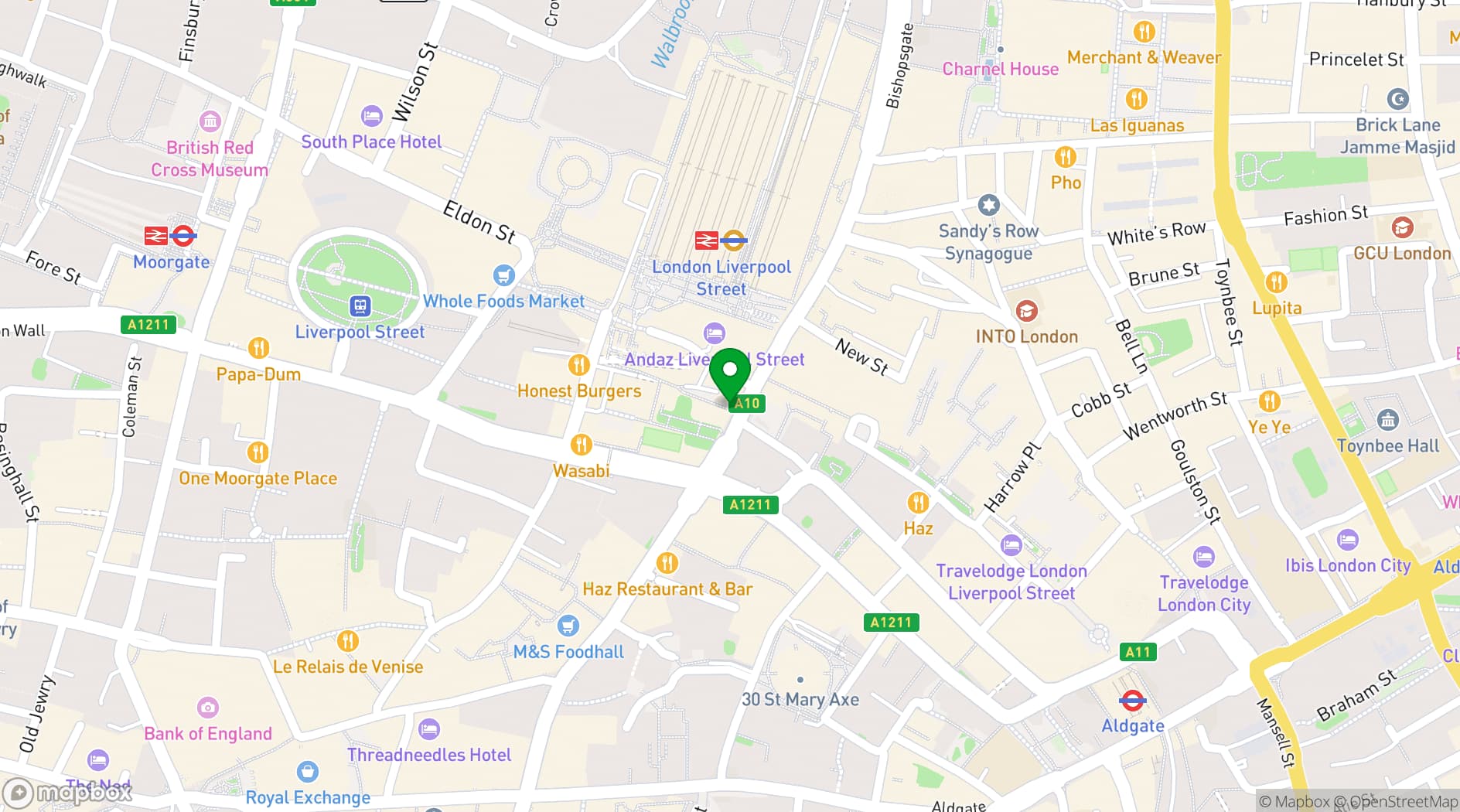 Map showing 8 Bishopsgate
