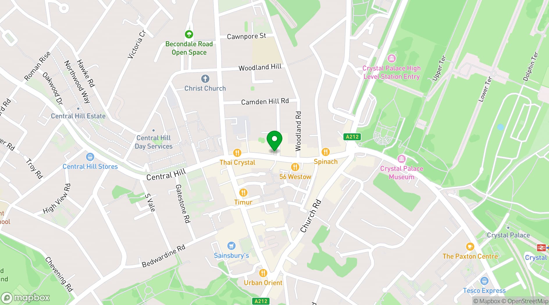 Map showing The Upper Norwood Library Hub