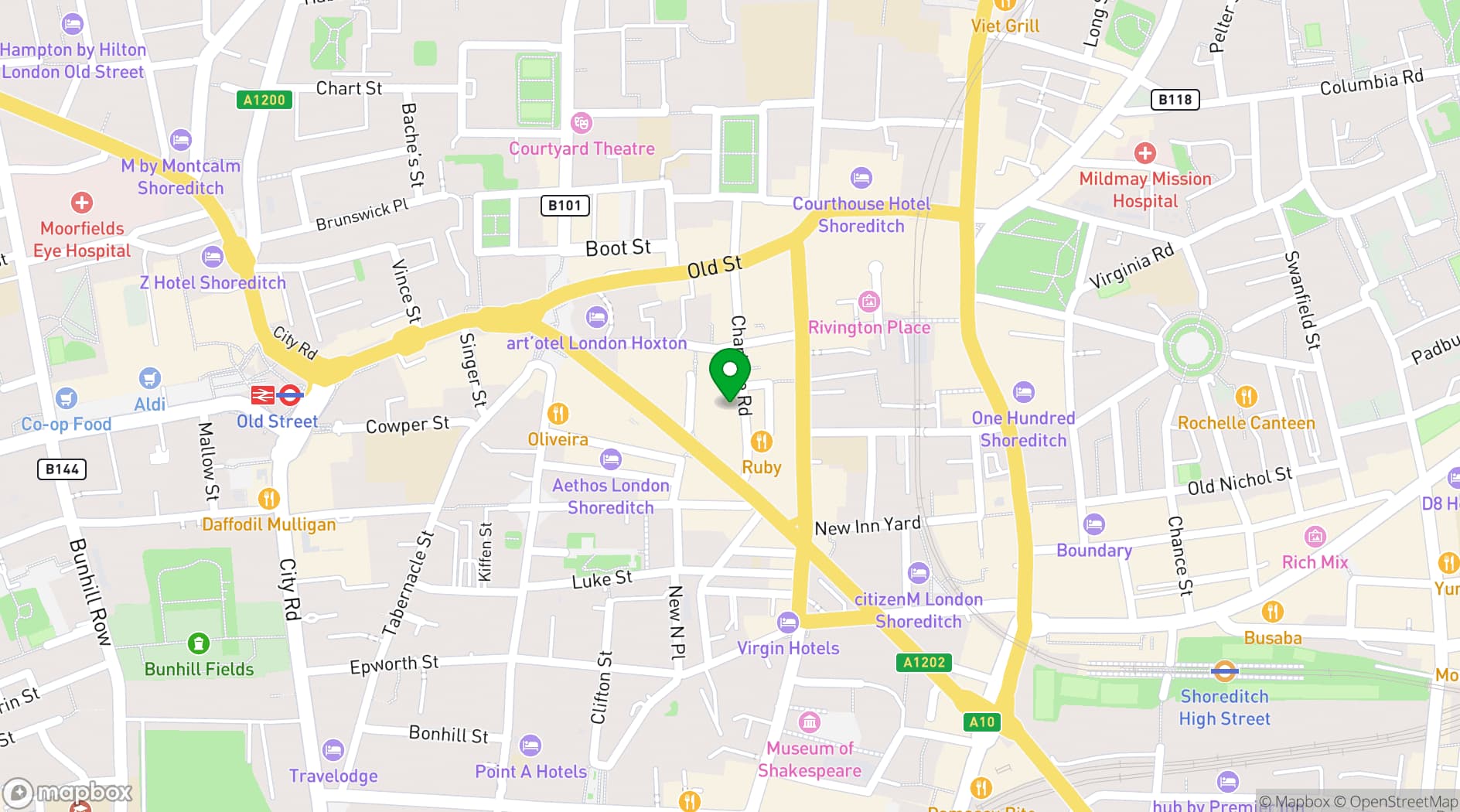 Map showing Beautiful Event Venue & Meeting Room for Hire - Shoreditch, London