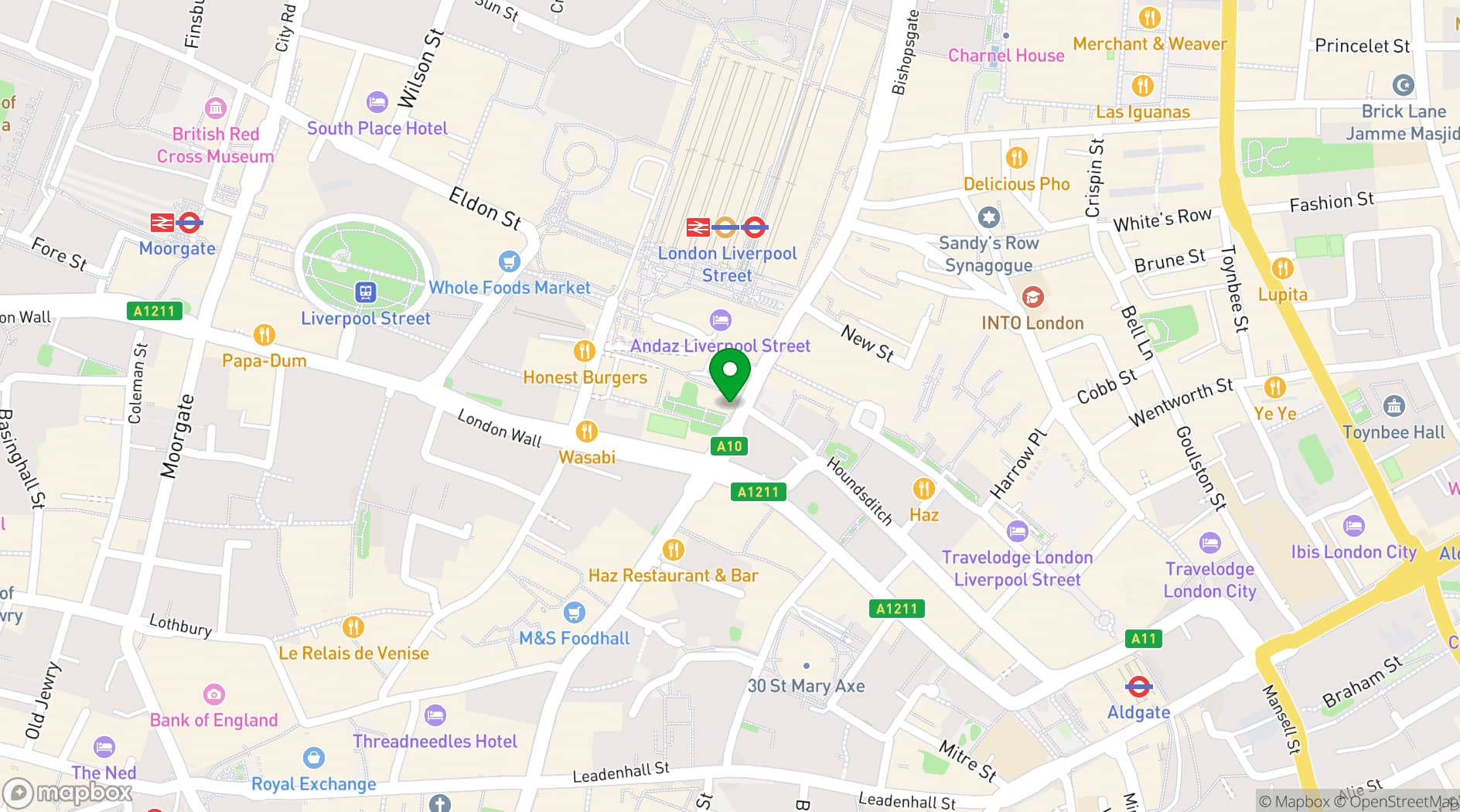 Map showing St Botolph without Bishopsgate