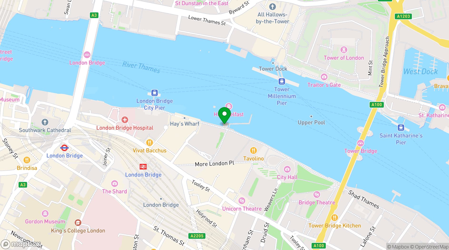 Map showing HMS Belfast