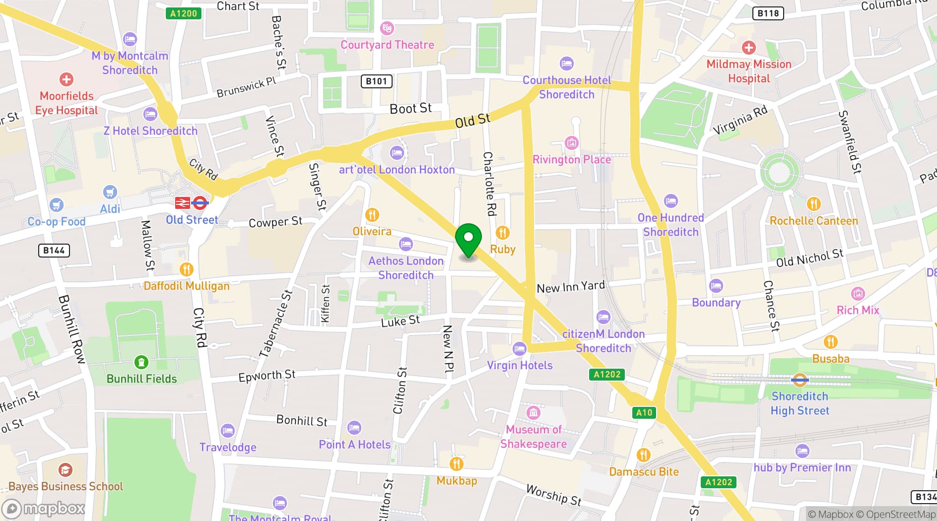 Map showing UBA Restaurant