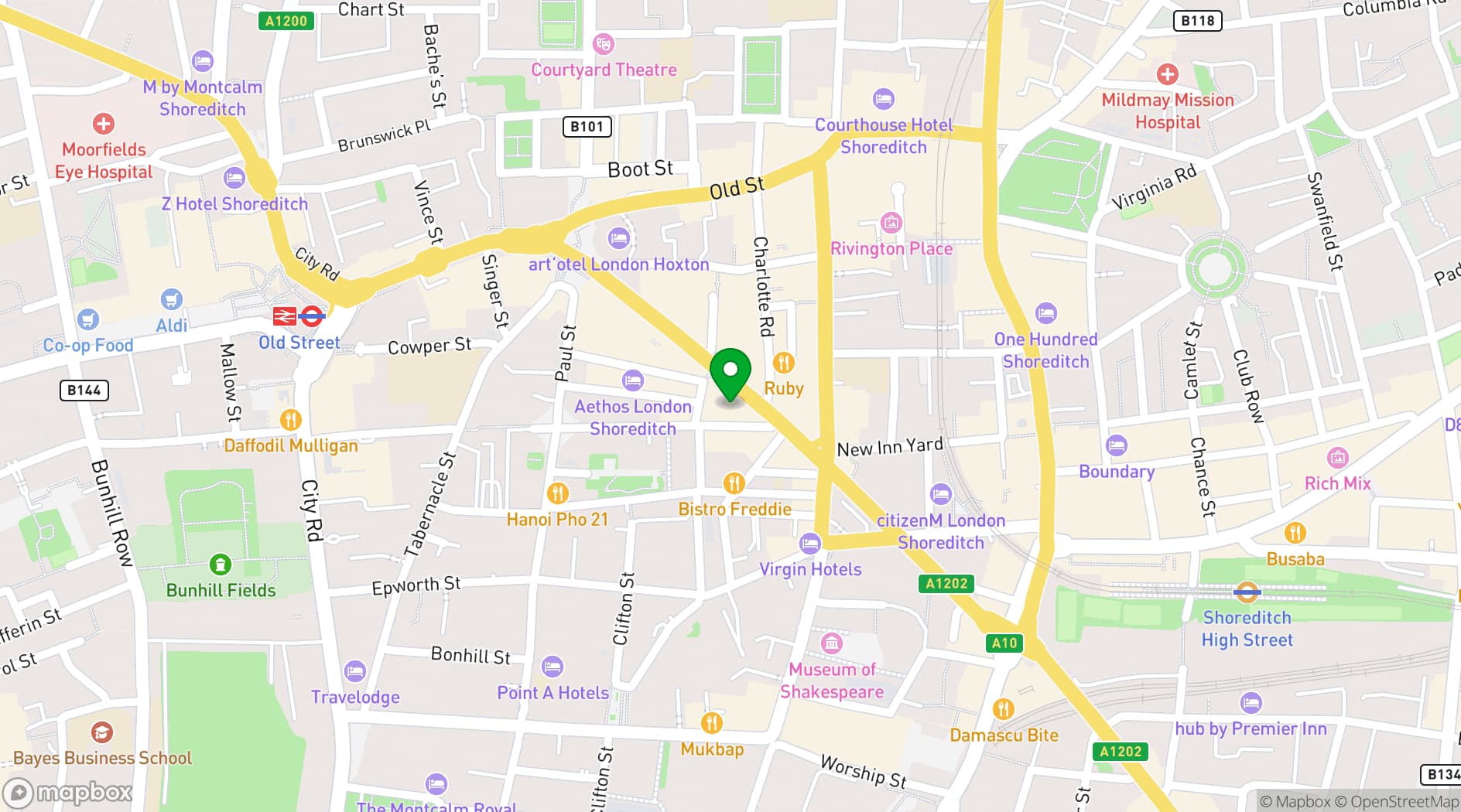 Map showing Hart Shoreditch Hotel London, Curio Collection by Hilton