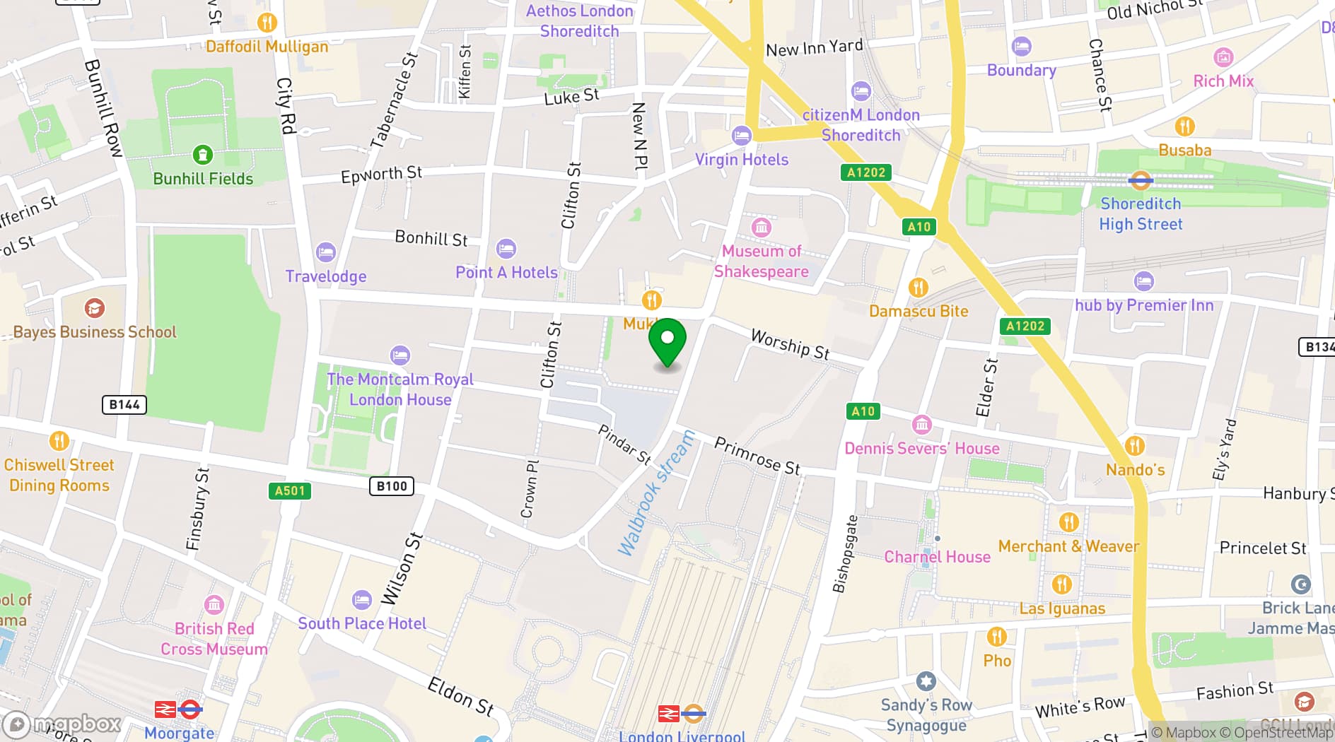 Map showing Mindspace Liverpool Street