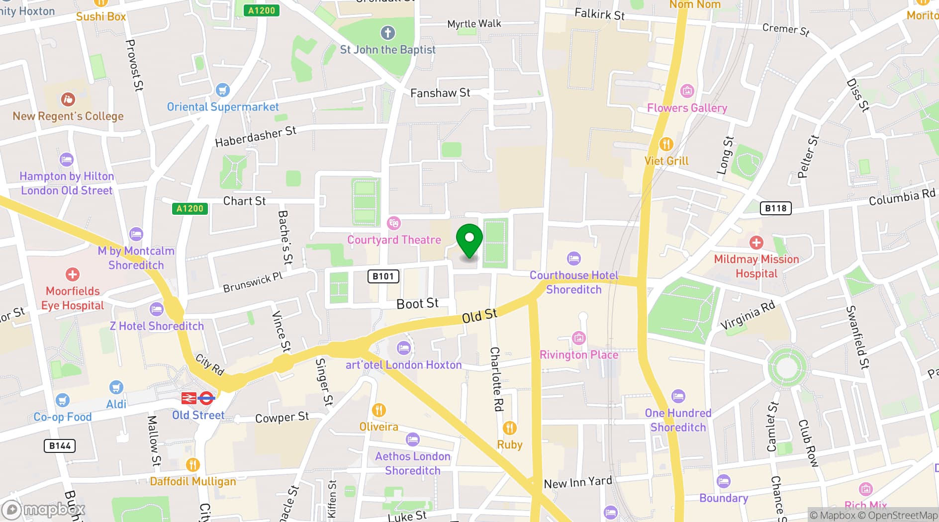 Map showing Colours Hoxton