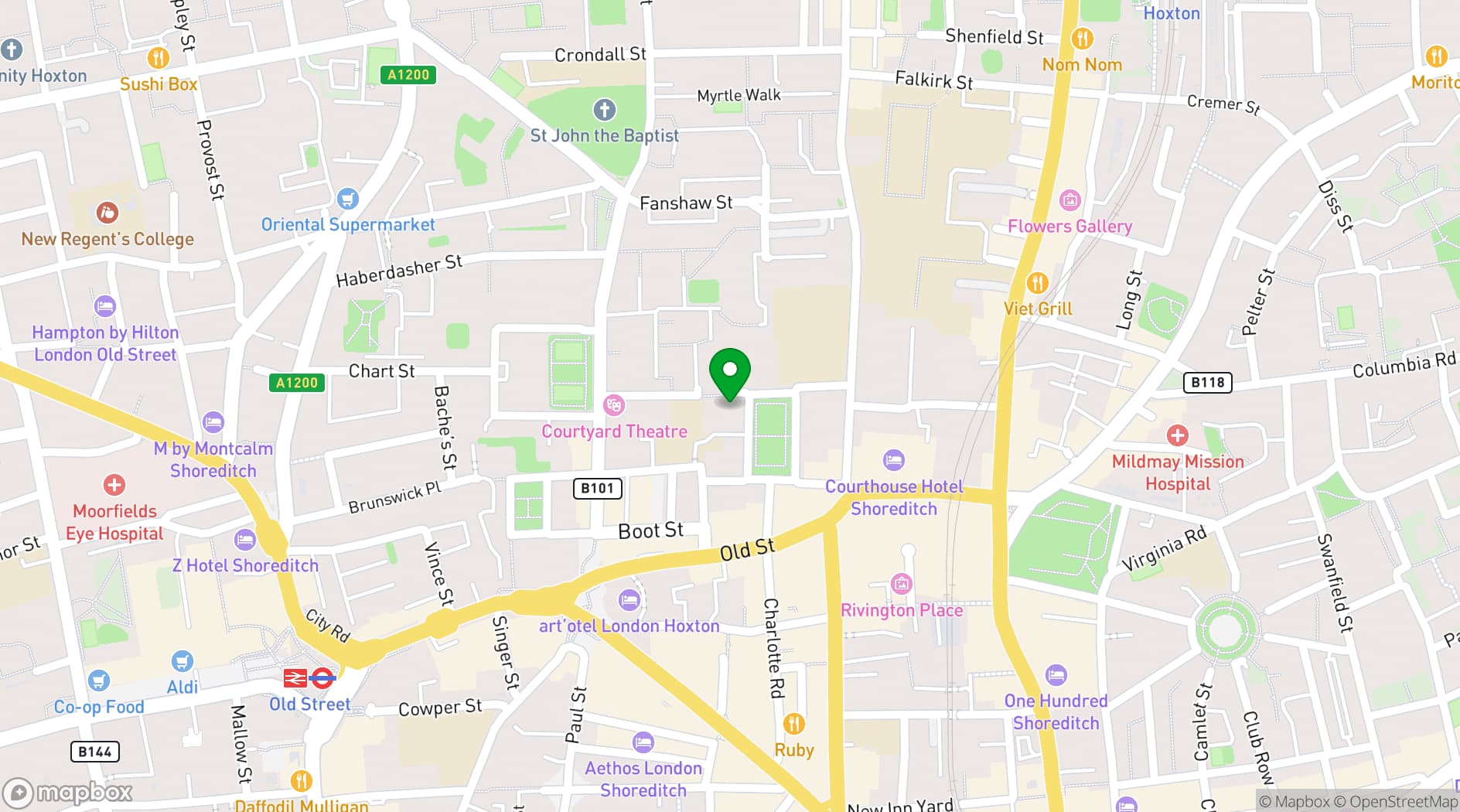 Map showing Gigi's Hoxton