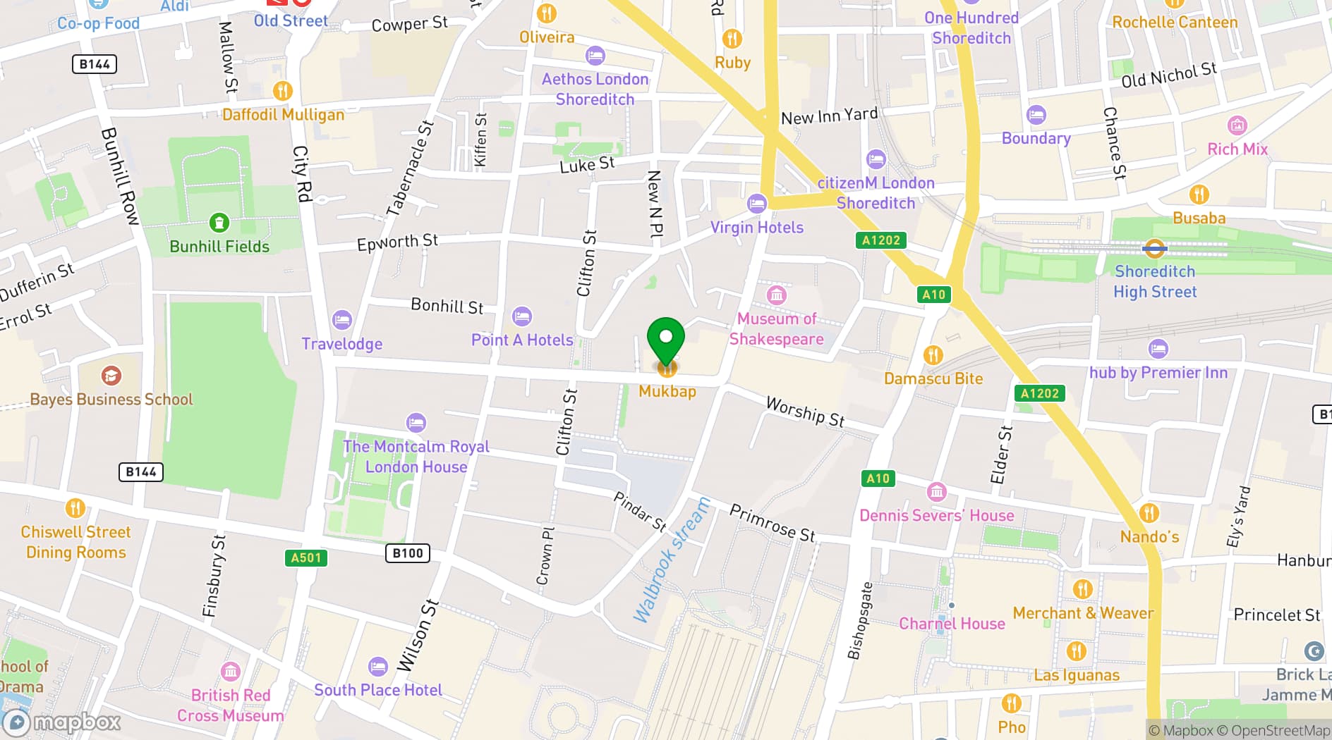 Map showing 89 Worship St.