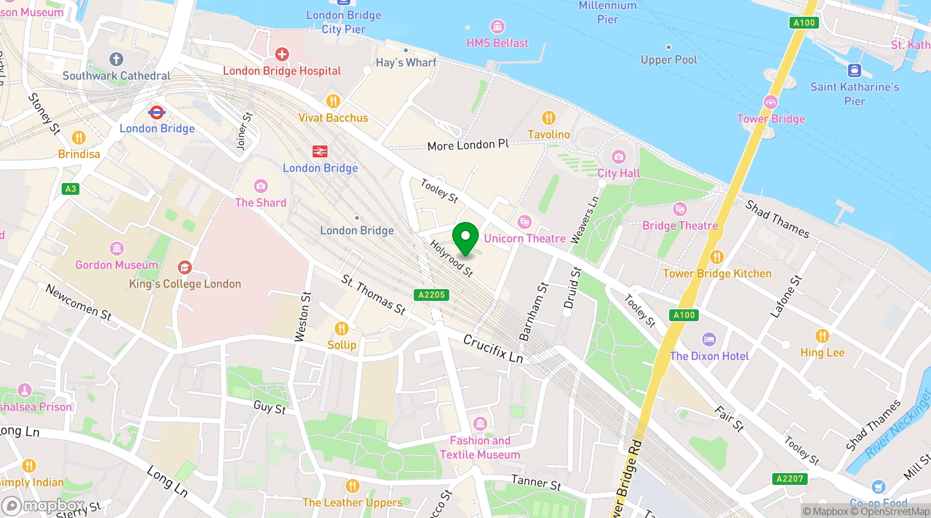Map showing London Bridge Hive