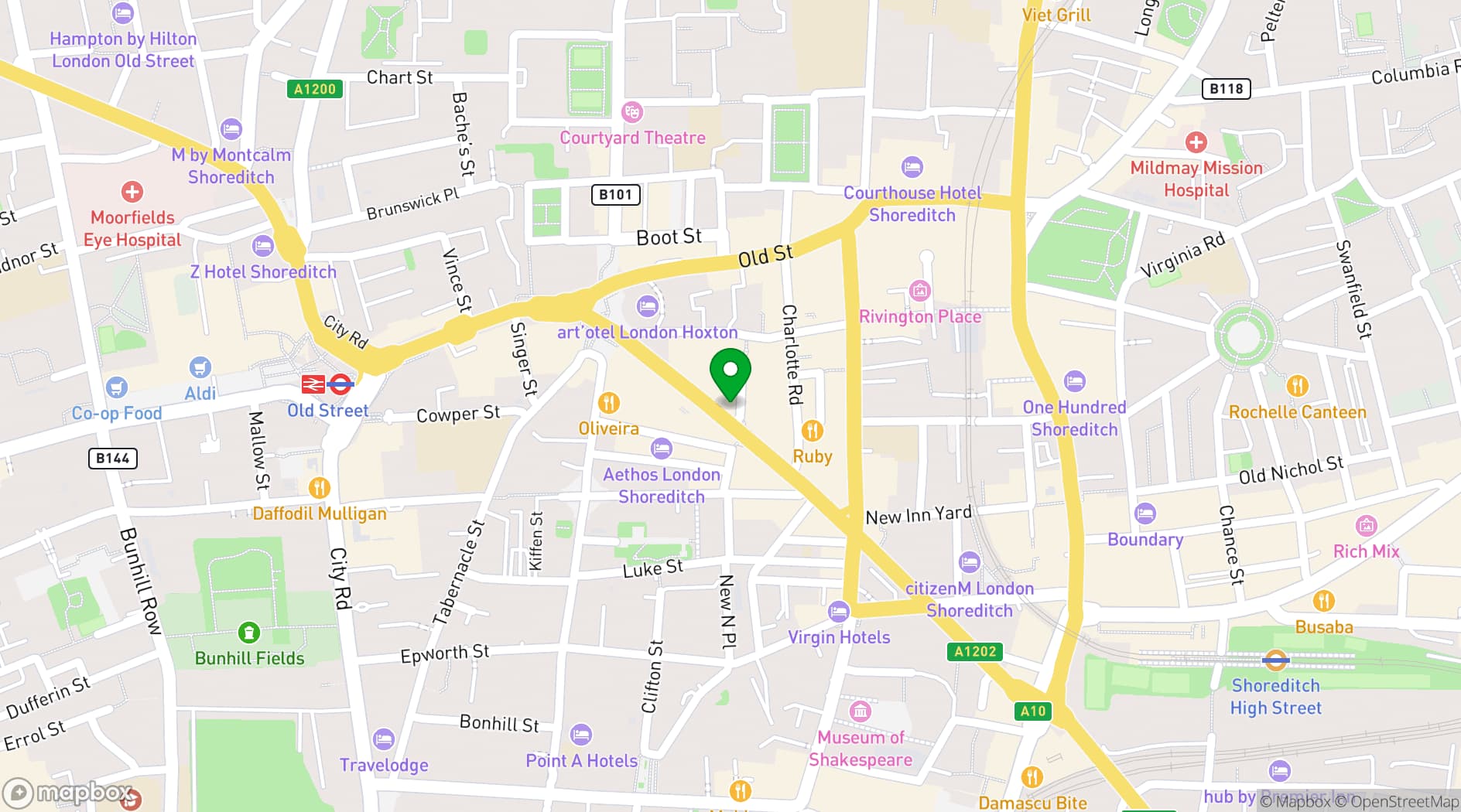 Map showing Linkee Shoreditch