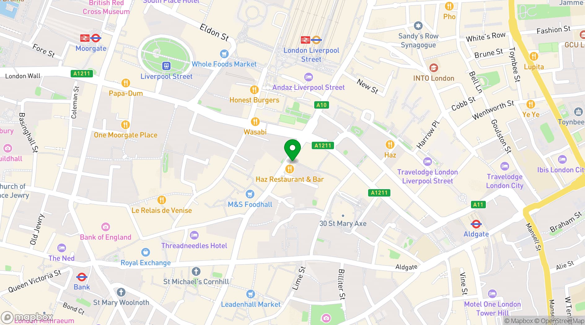 Map showing St Ethelburga's Centre