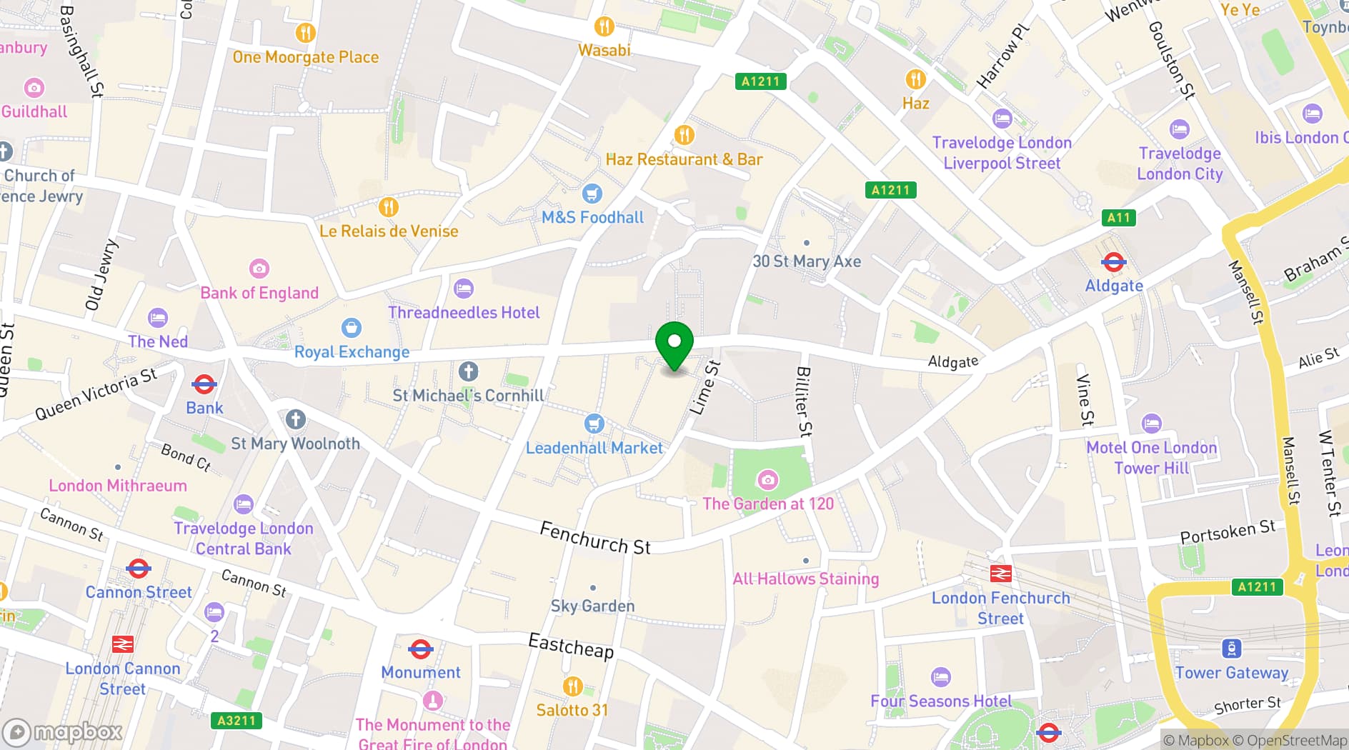 Map showing Lloyd's Building