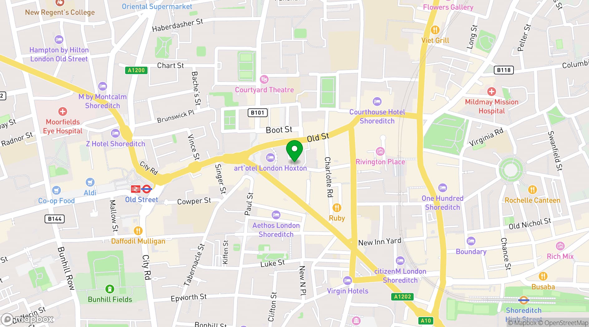 Map showing Rotate Shoreditch