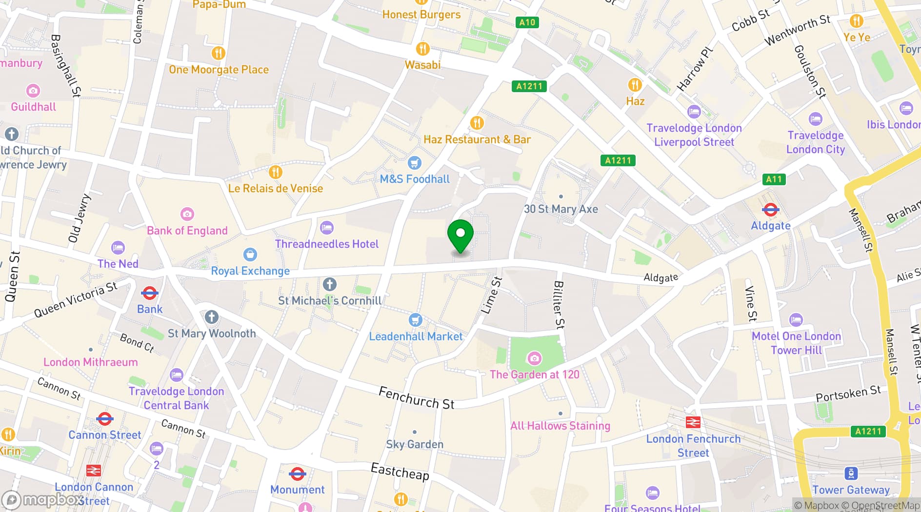Map showing Landing 42 at the Leadenhall Building