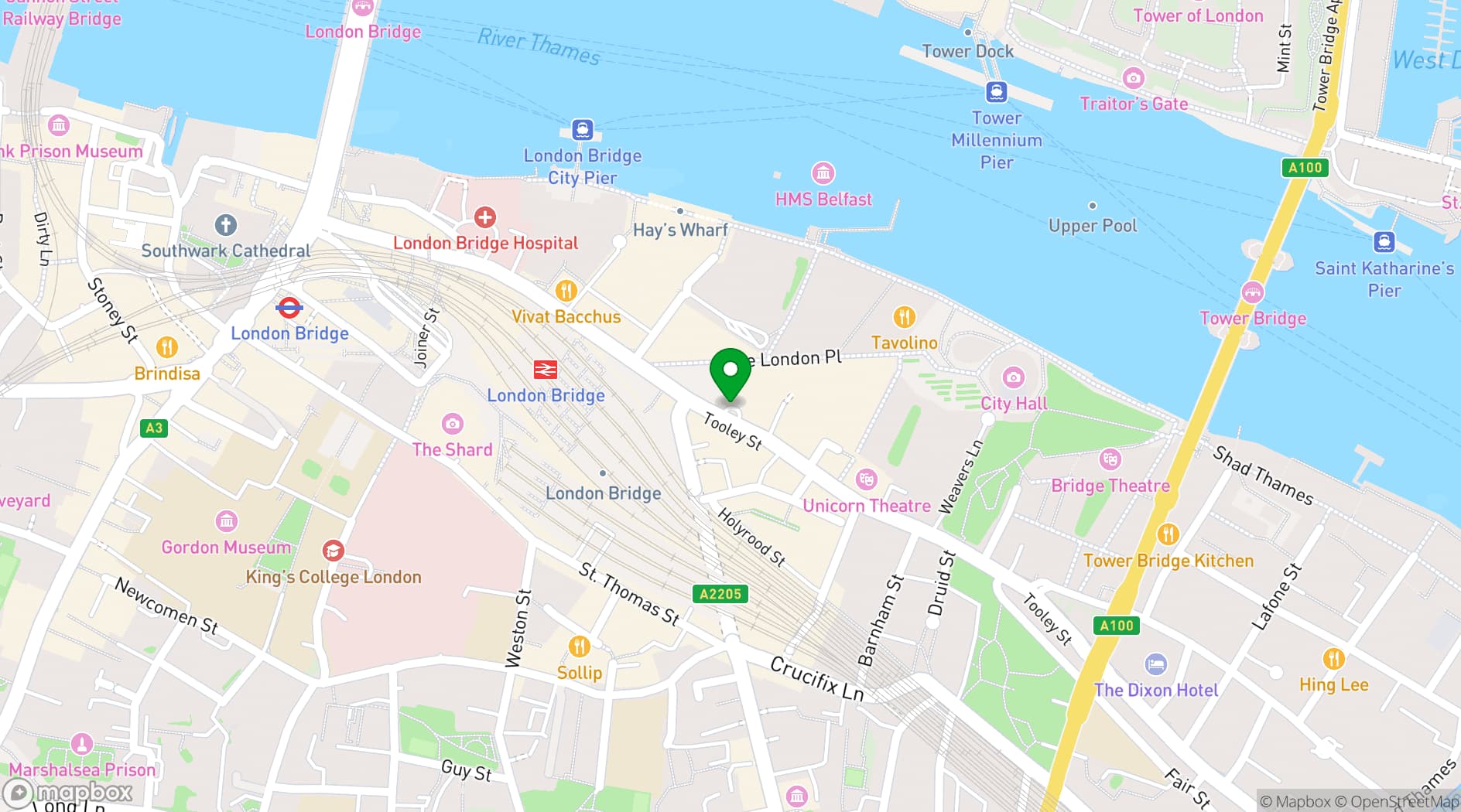 Map showing Hilton London Tower Bridge