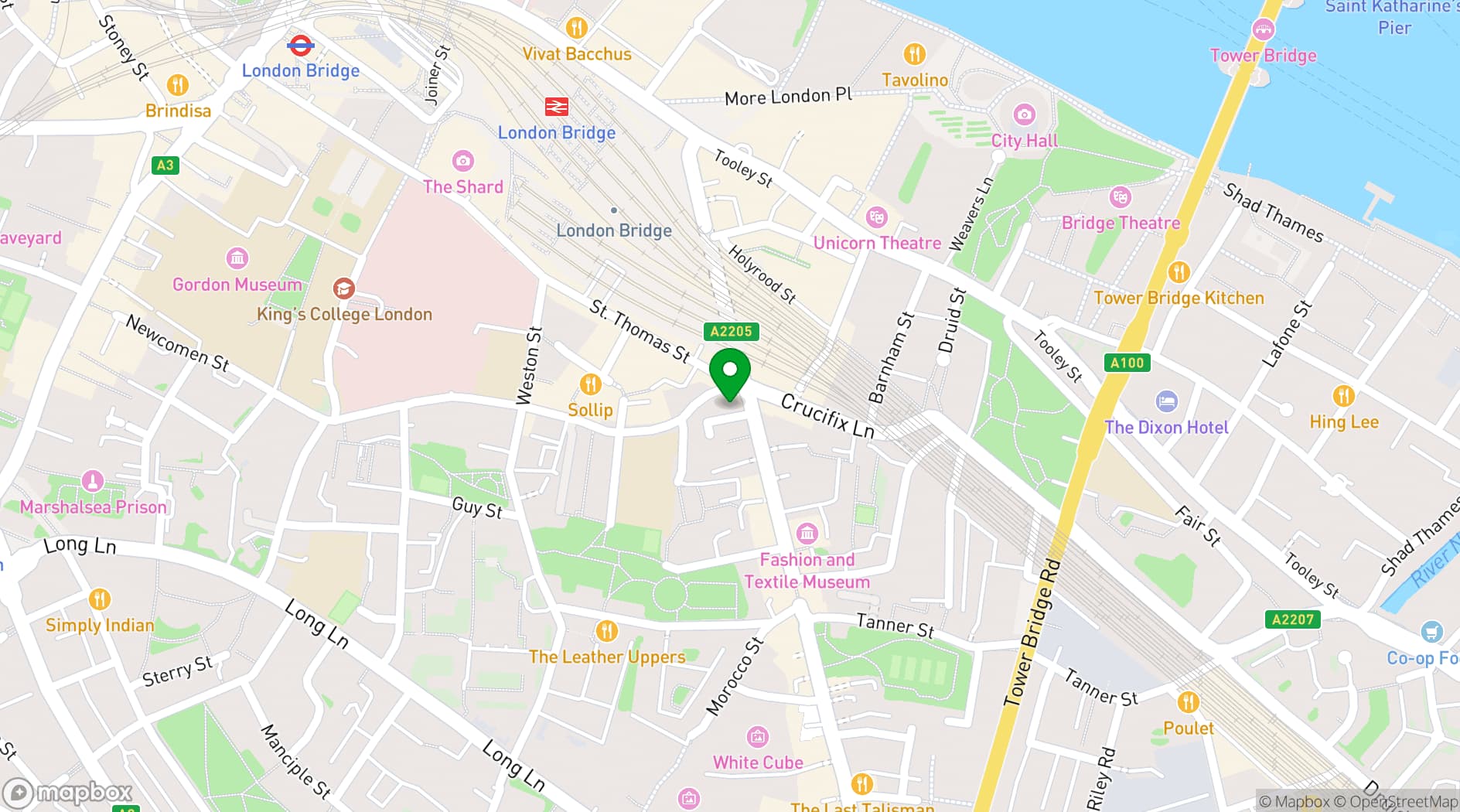 Map showing Bermondsey Bar & Kitchen