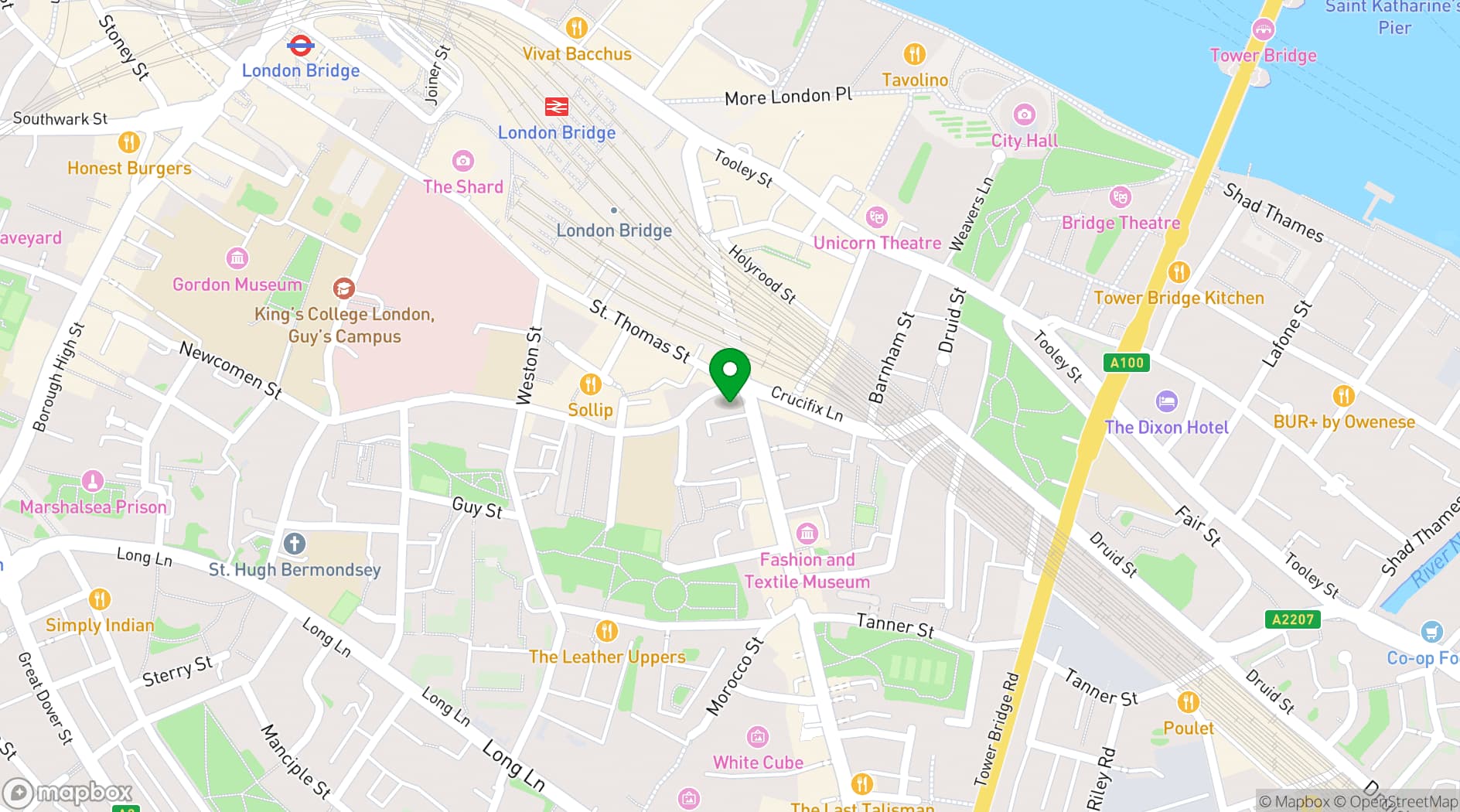 Map showing Bermondsey Bar & Kitchen