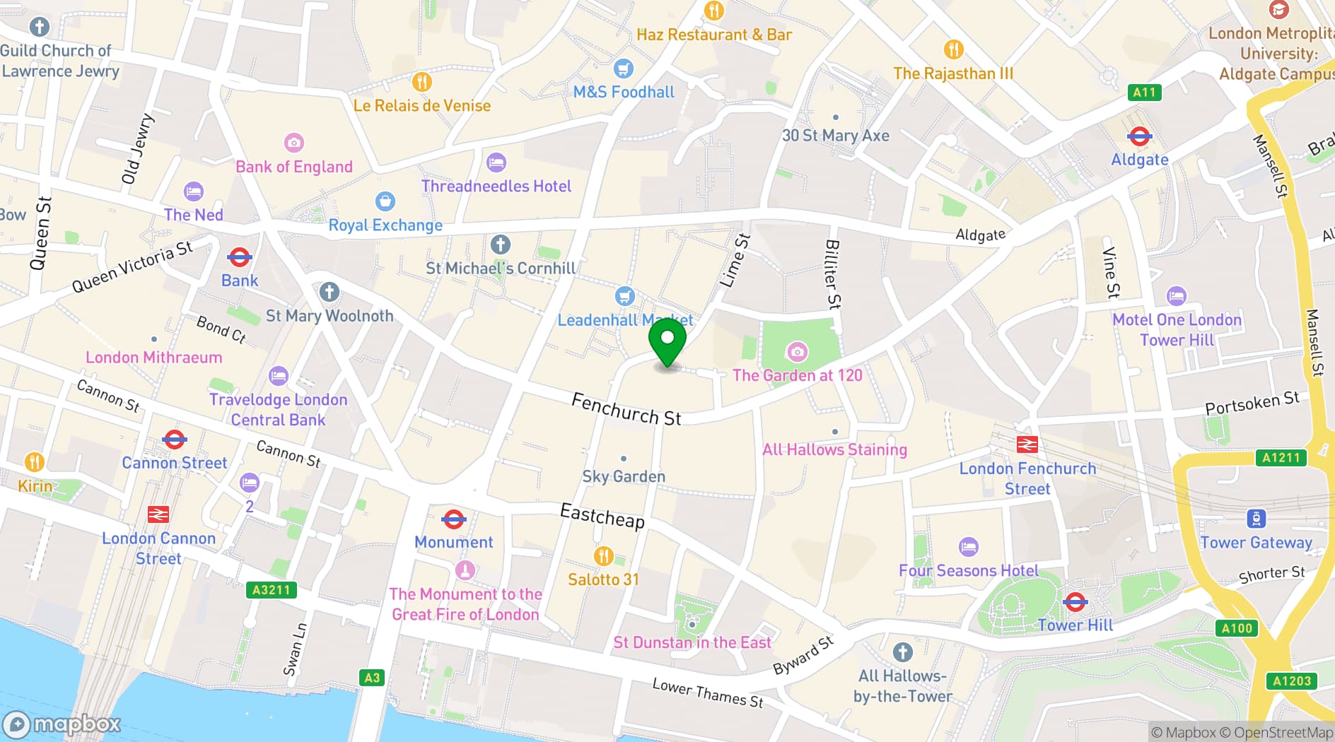 Map showing Bolton's Restaurant