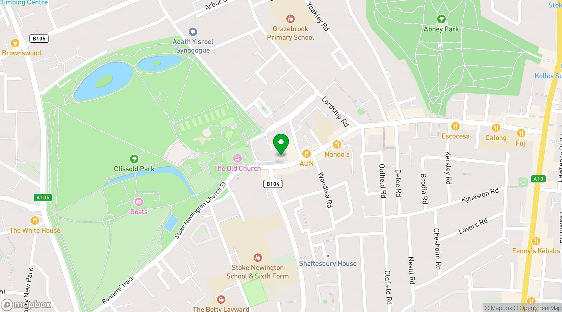 Map showing Hackney Venues