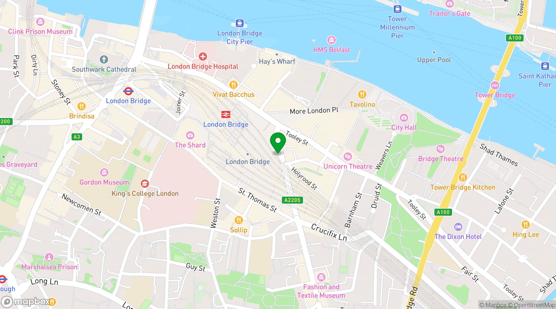 Map showing Arches at London Bridge 