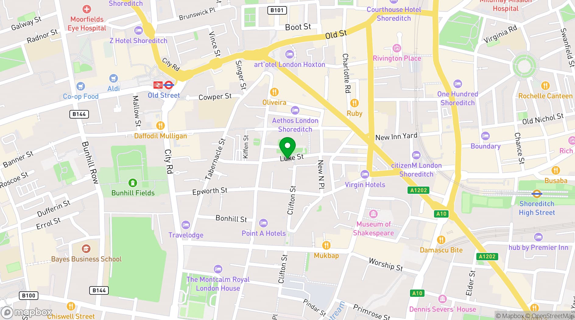 Map showing Techspace Shoreditch