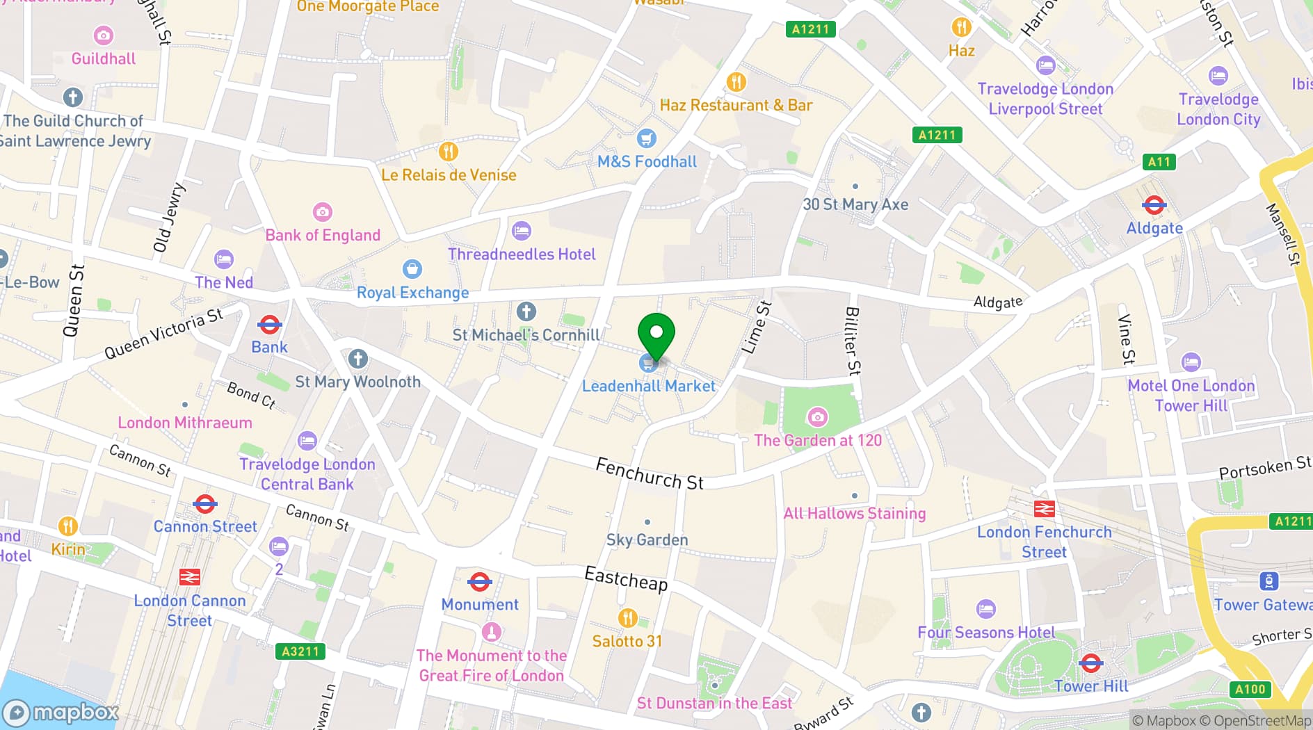 Map showing La Viña Leadenhall