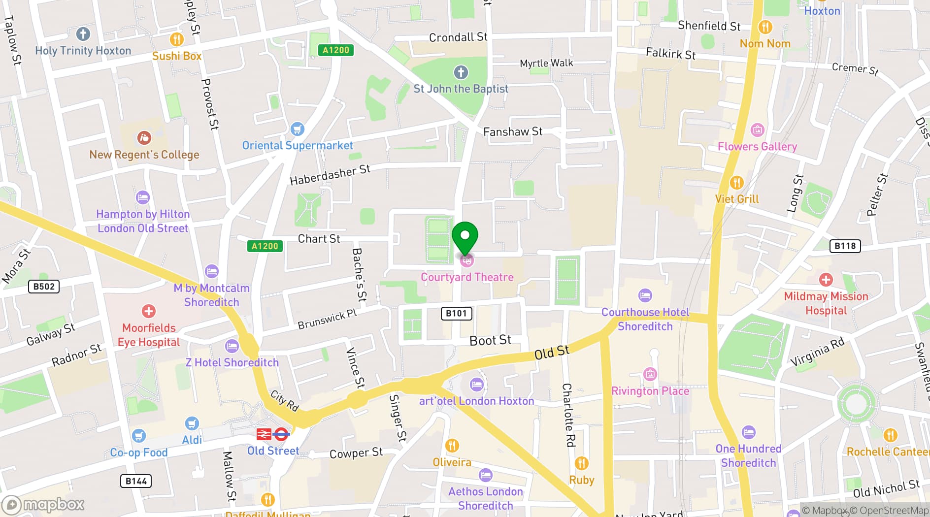 Map showing The Courtyard Theatre