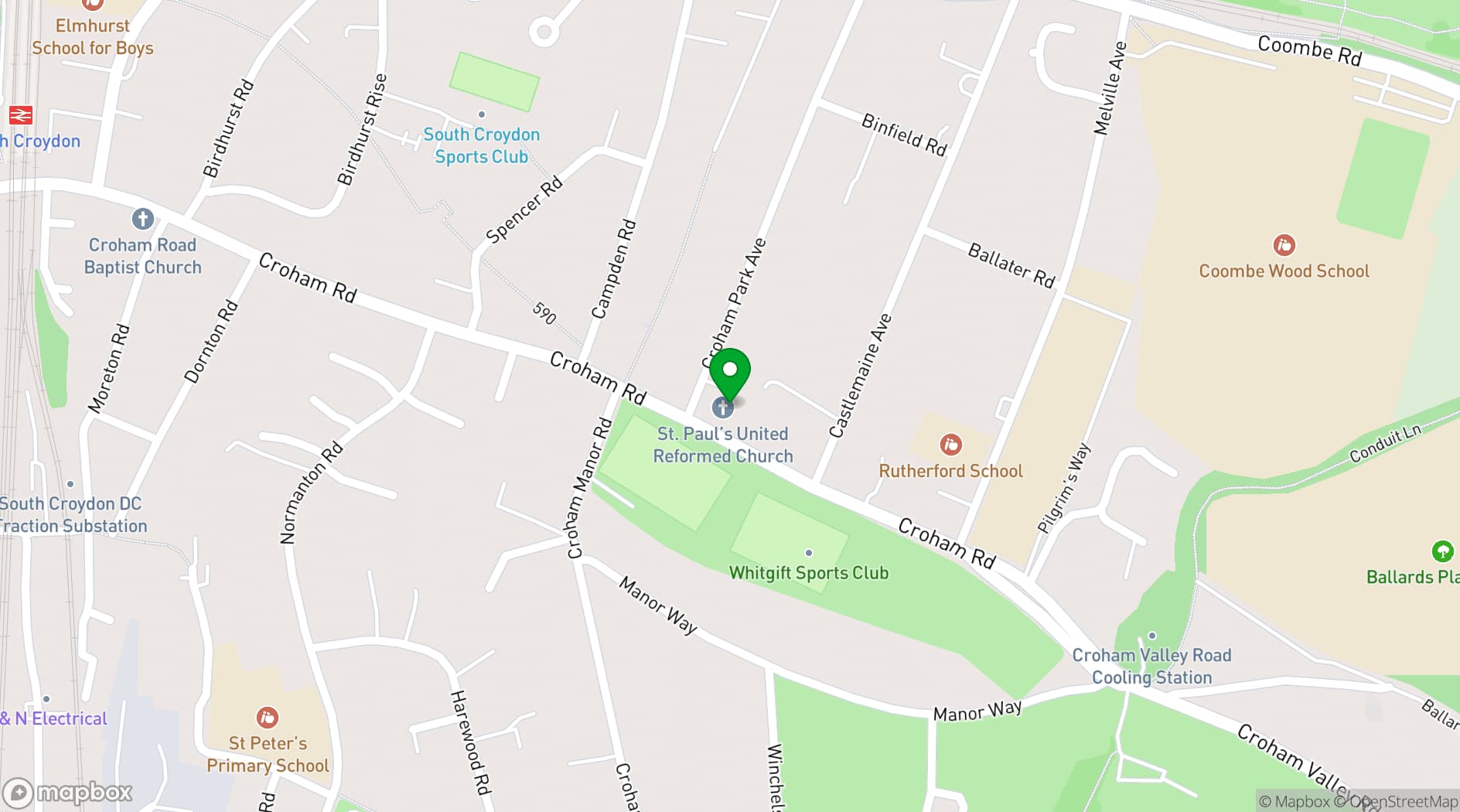 Map showing St Paul's UR Church