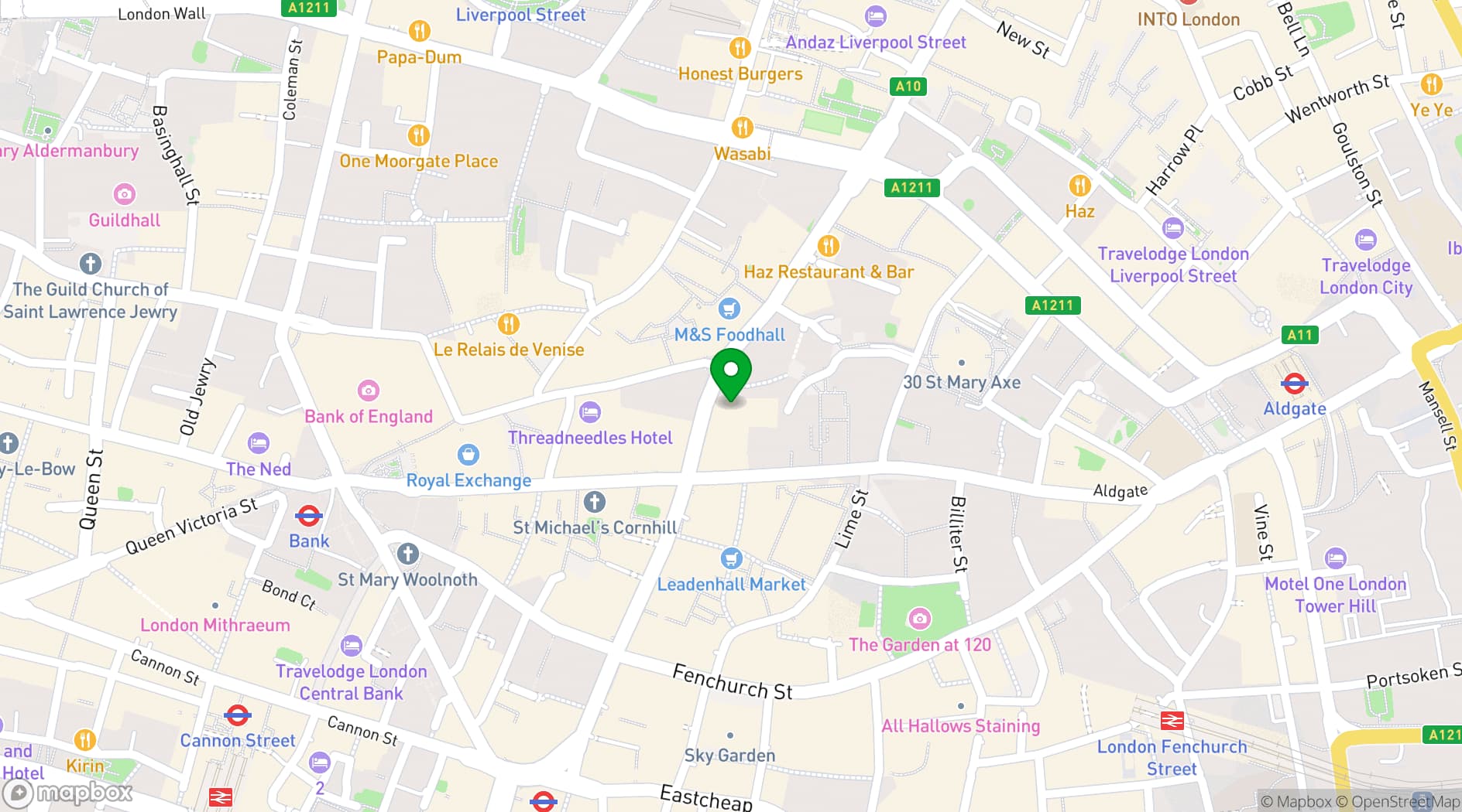 Map showing Huckletree Bishopsgate