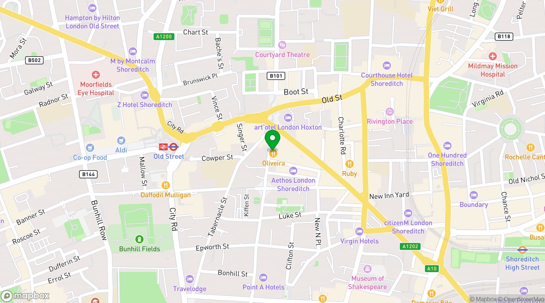 Map showing The Princess of Shoreditch