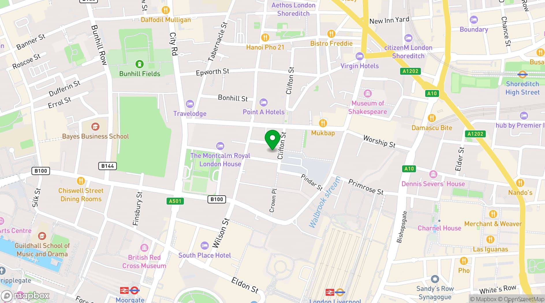 Map showing Eight Moorgate EC2