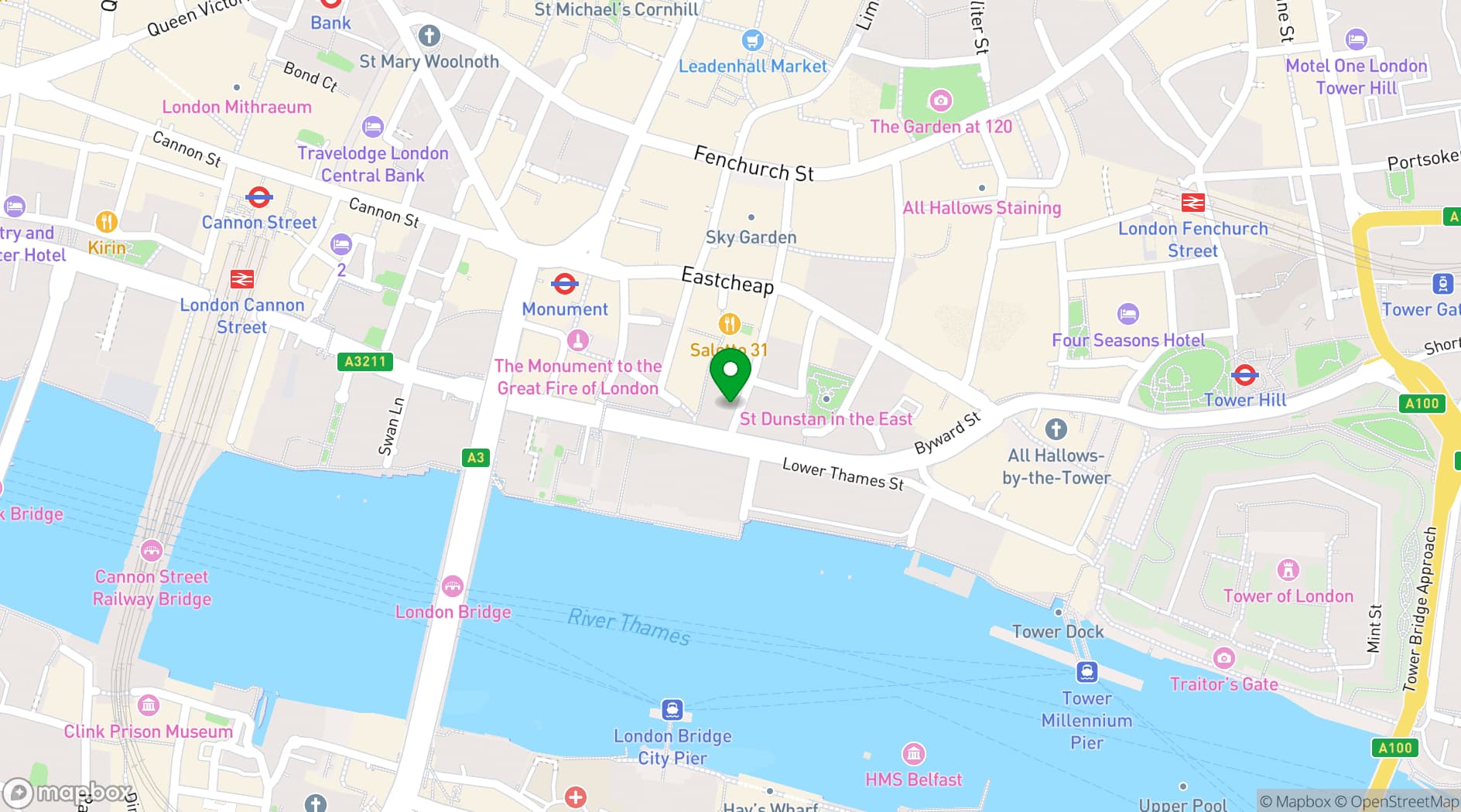 Map showing Watermen's Hall