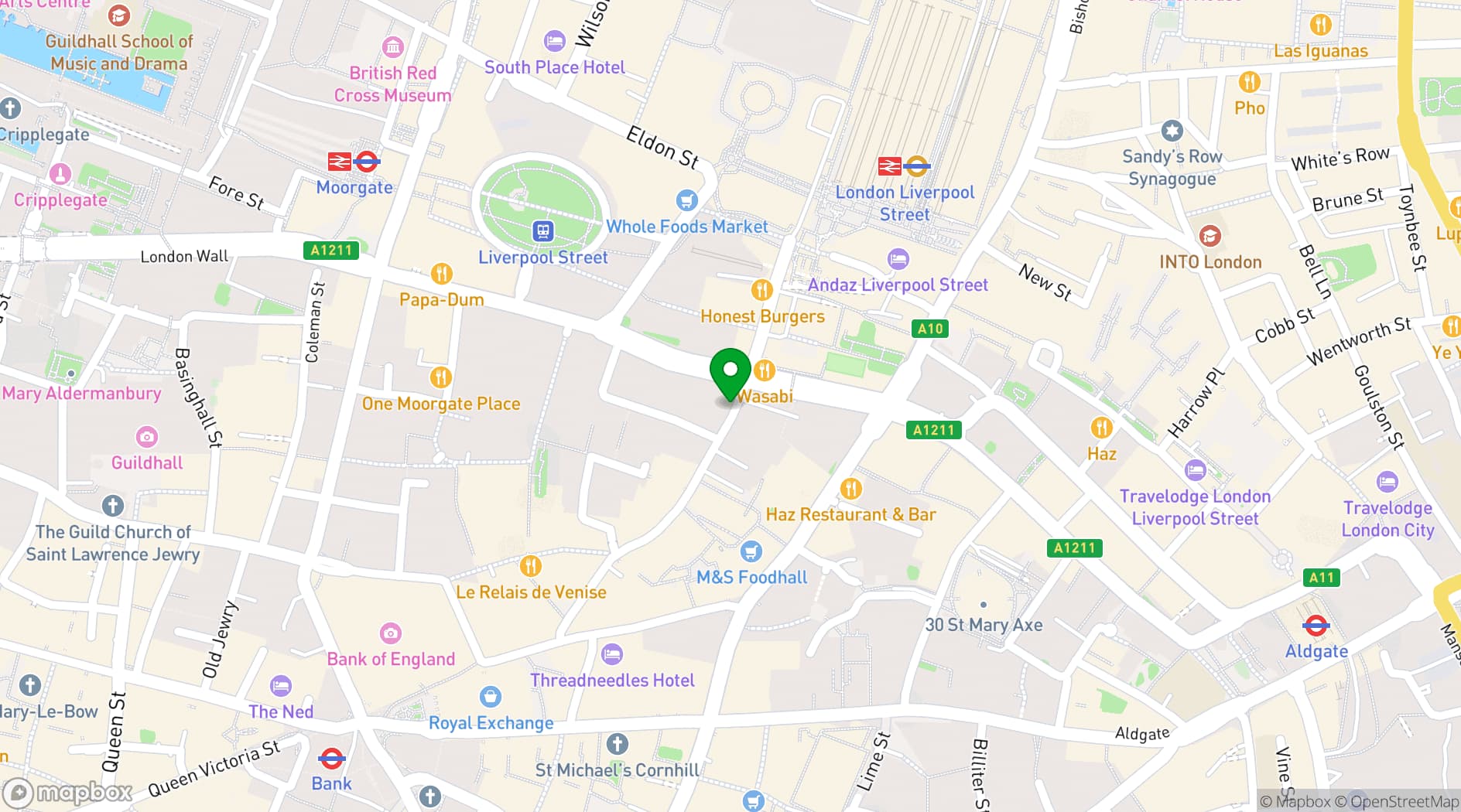 Map showing Be At One Liverpool Street