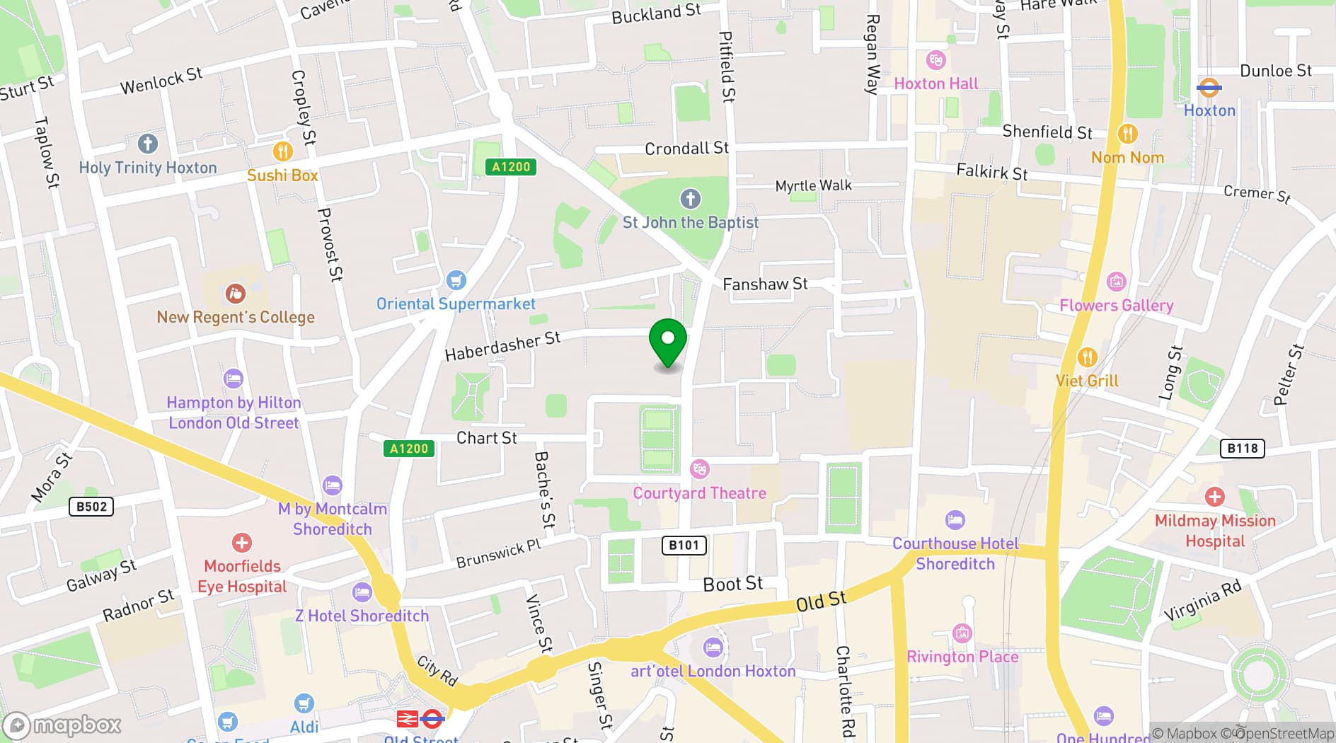 Map showing Curzon Hoxton