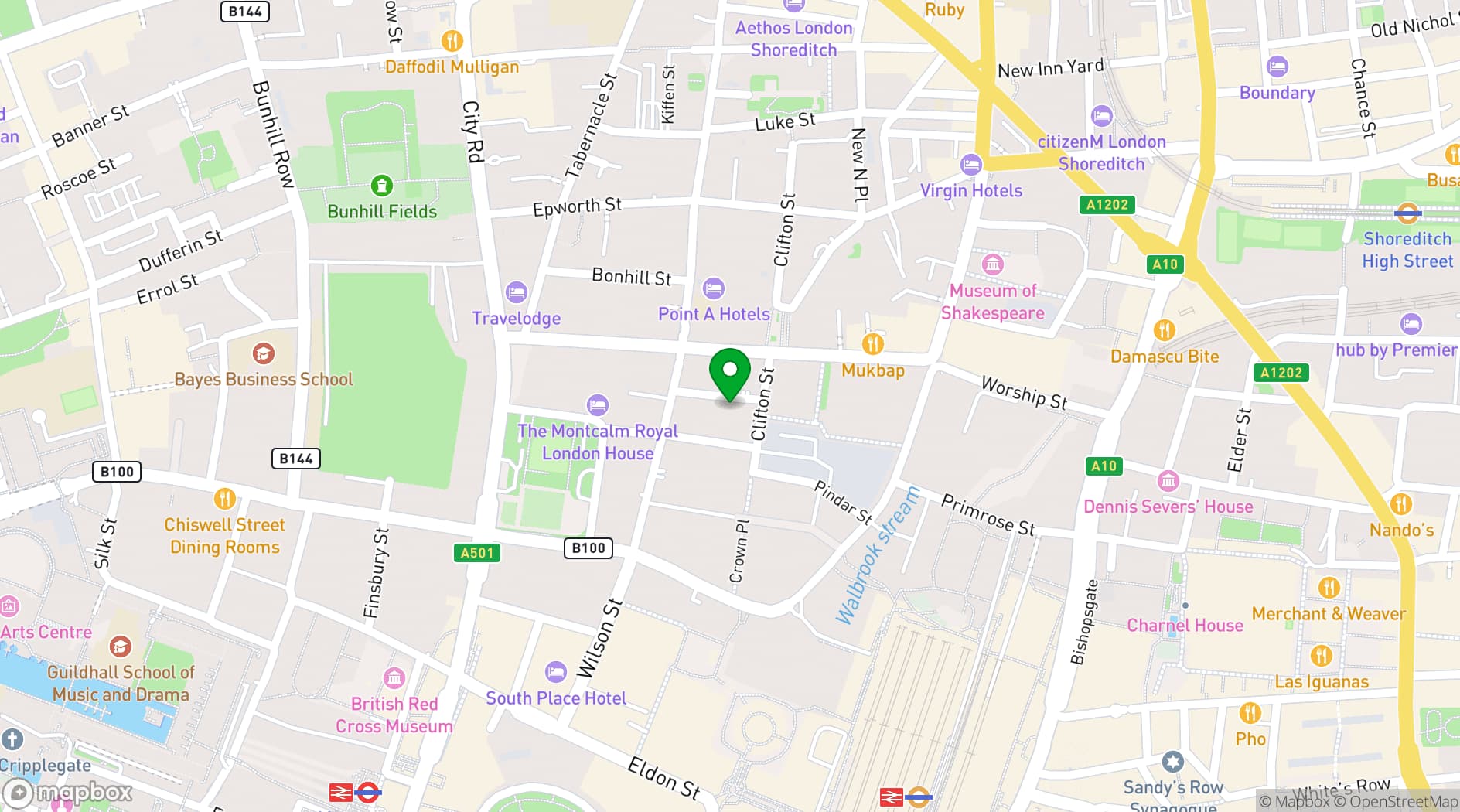 Map showing Eight Club
